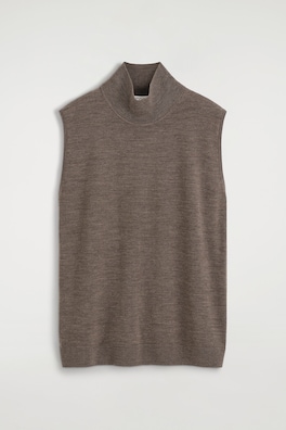 MERINO WOOL FUNNEL-NECK VEST — BEIGE MÉLANGE 9