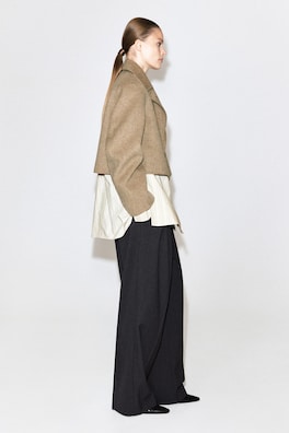 OVERSIZED CROPPED DOUBLE-FACED WOOL JACKET — BEIGE 5