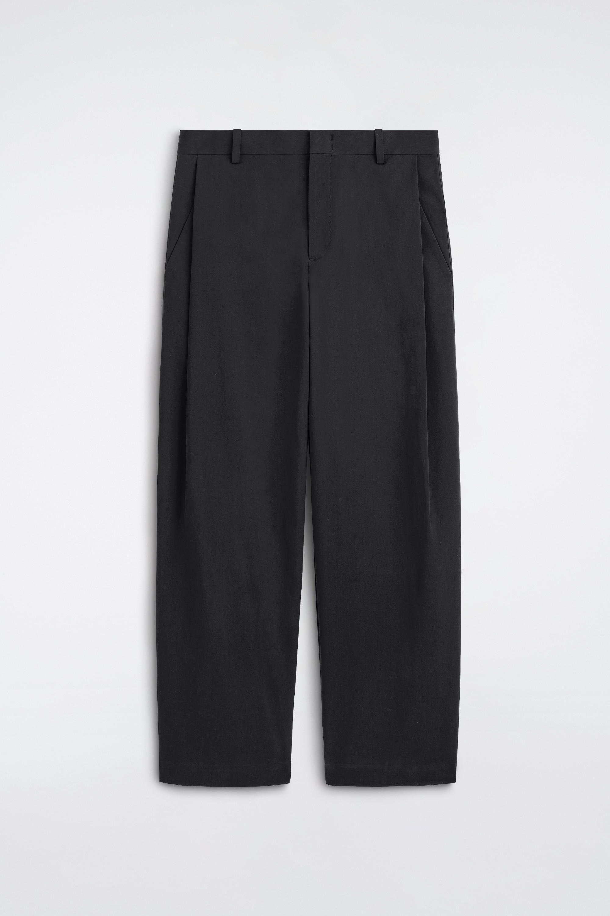PANTALON À PLIS LARGE EN COTON - NOIR/BLEU FONCÉ/NOIR