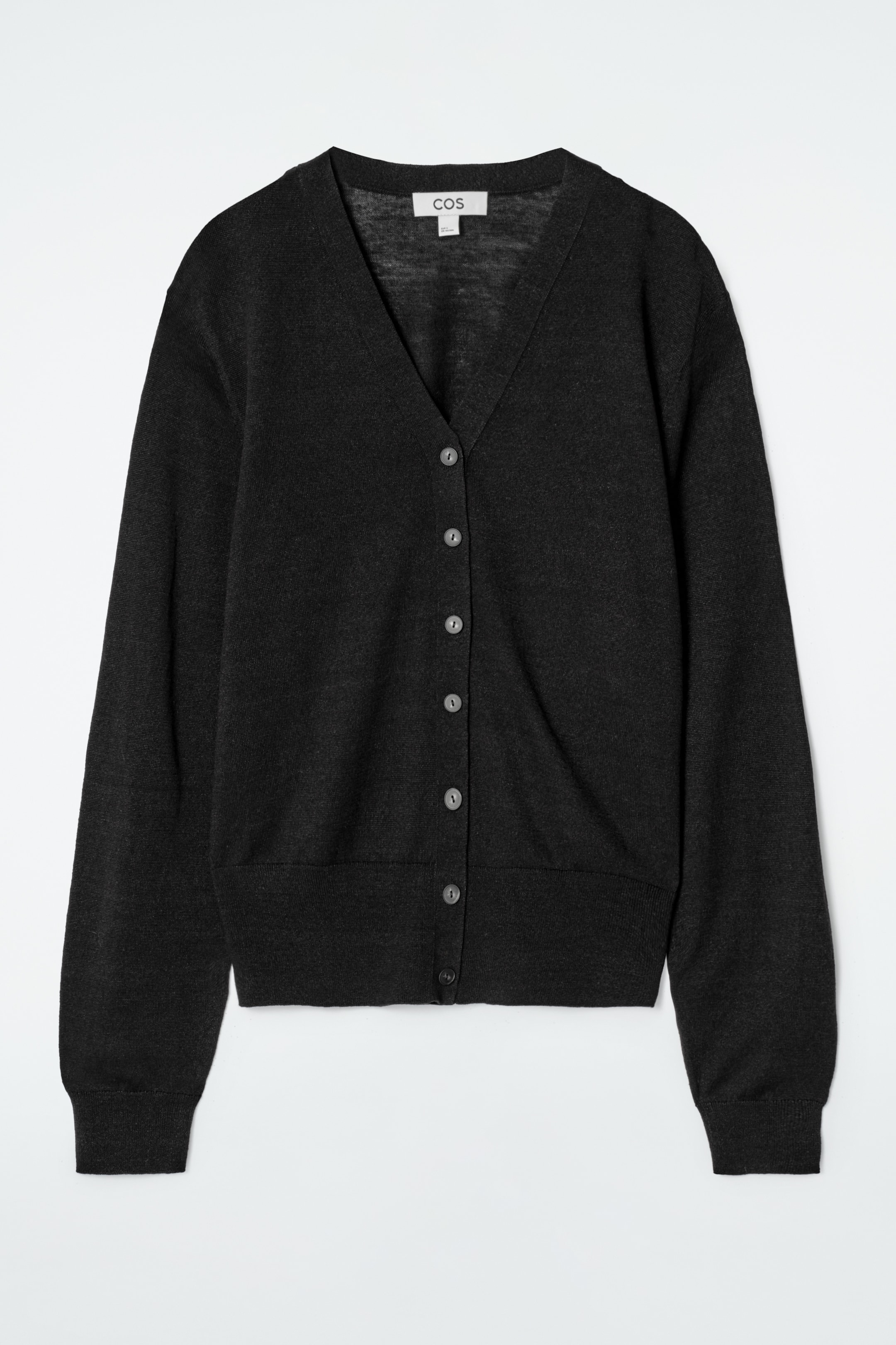 Ingrandisci l'immagine: MERINO WOOL-LINEN BLEND V-NECK CARDIGAN - BLACK - DONNA | H&M CH 6