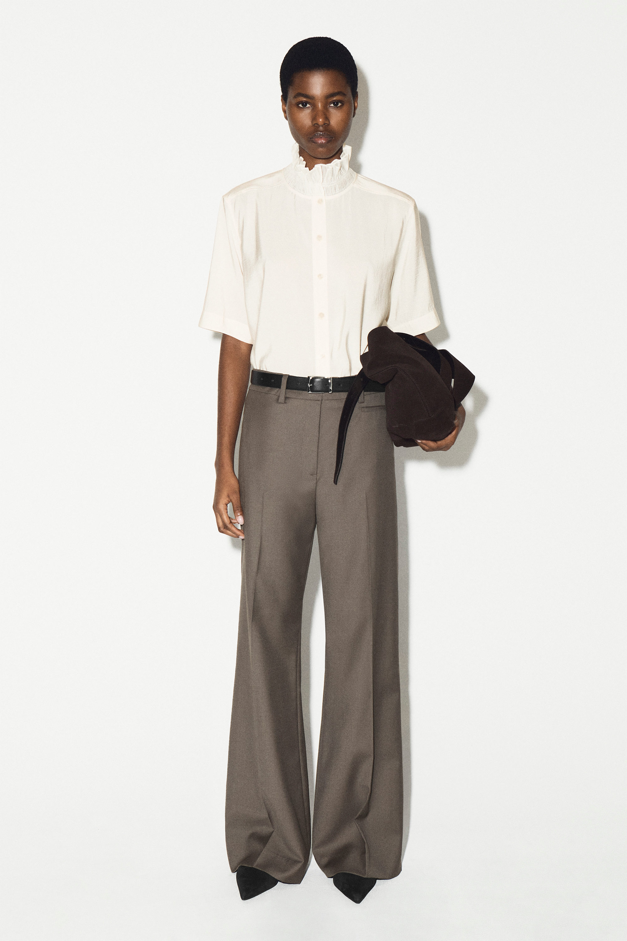 RUFFLE-COLLAR MODAL BLOUSE - IVORY | COS US