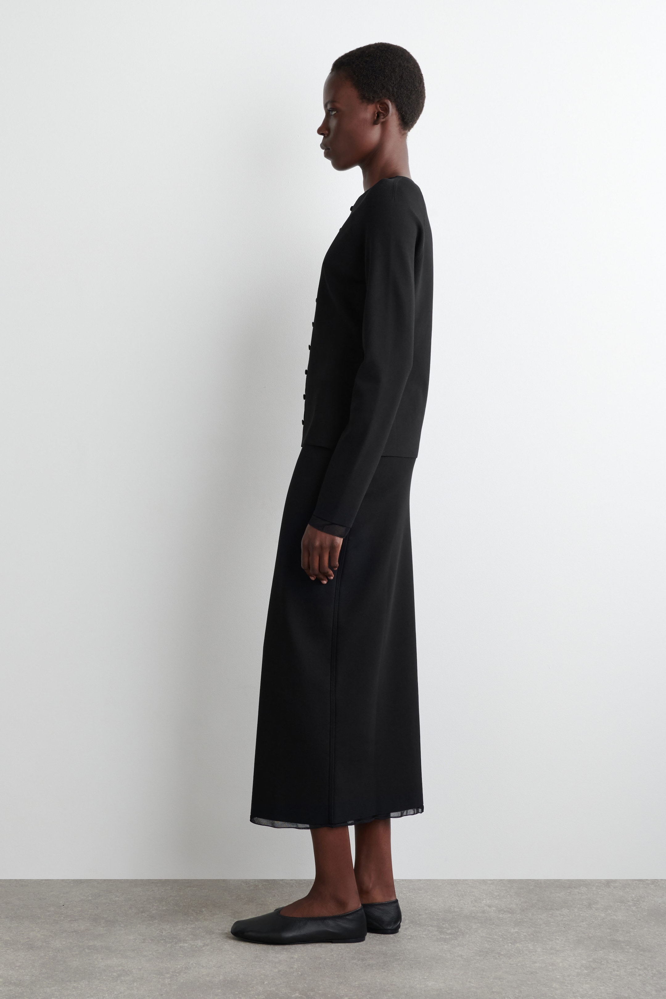 SHEER-DETAIL KNIT CARDIGAN