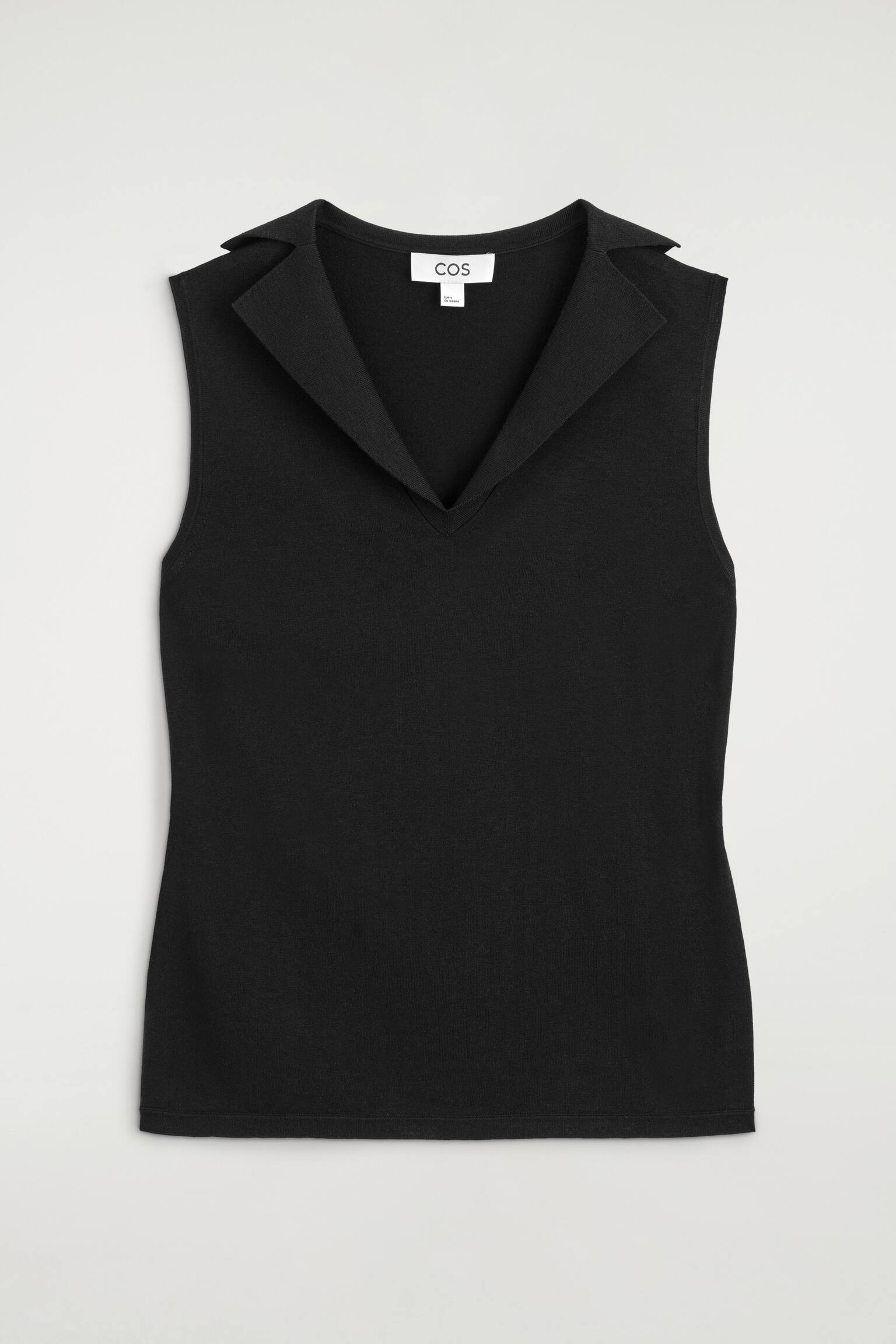 SAILOR-COLLAR KNITTED COTTON-SILK TOP - שחור - 1