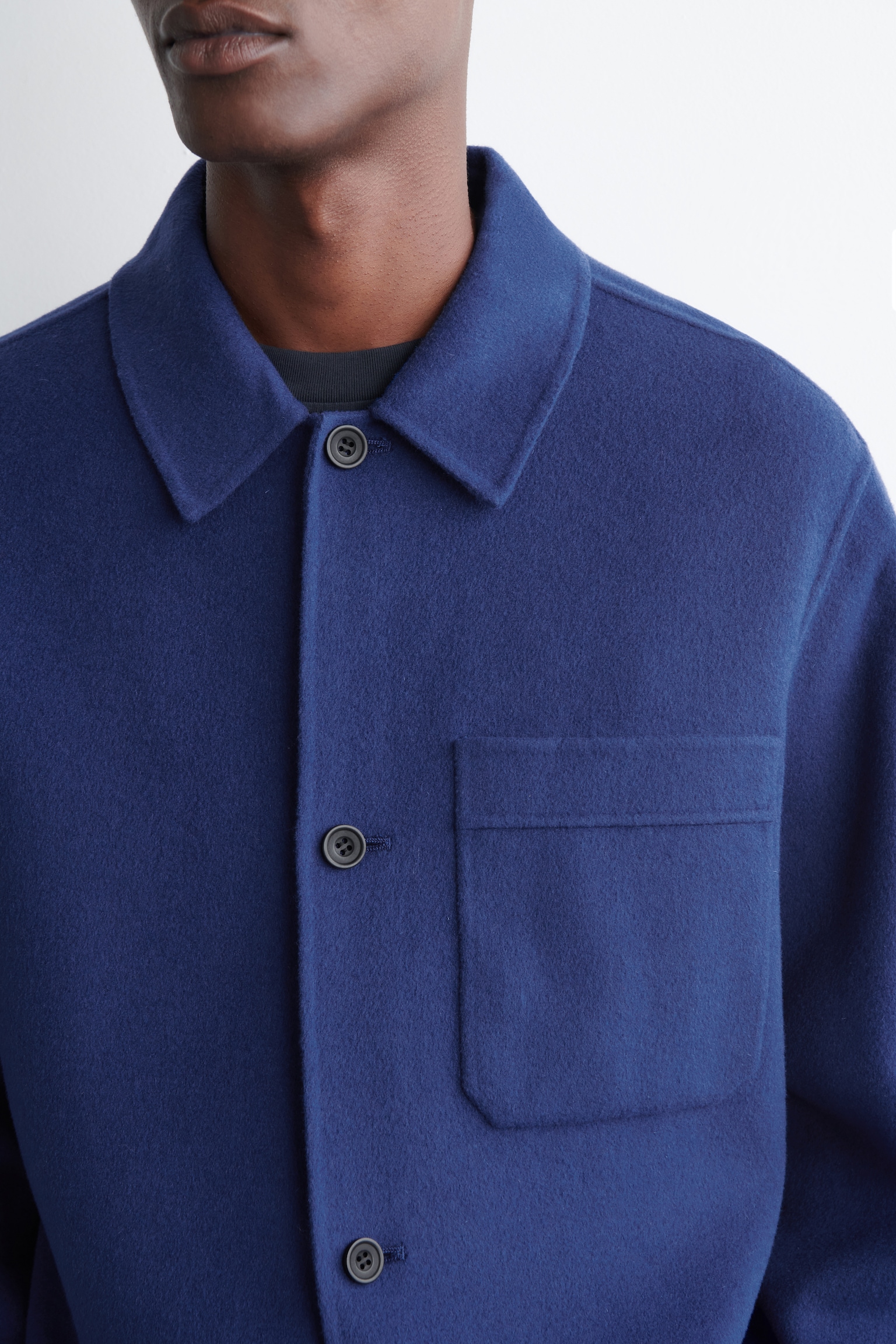 SPLIT WOOL OVERSHIRT - COBALT BLUE/BLACK - 9