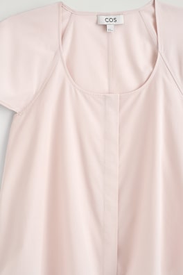 FLUTED-SLEEVE COTTON BLOUSE — PINK 6