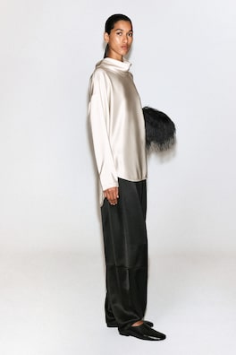 COWL-NECK SATIN BLOUSE — CREAM 4