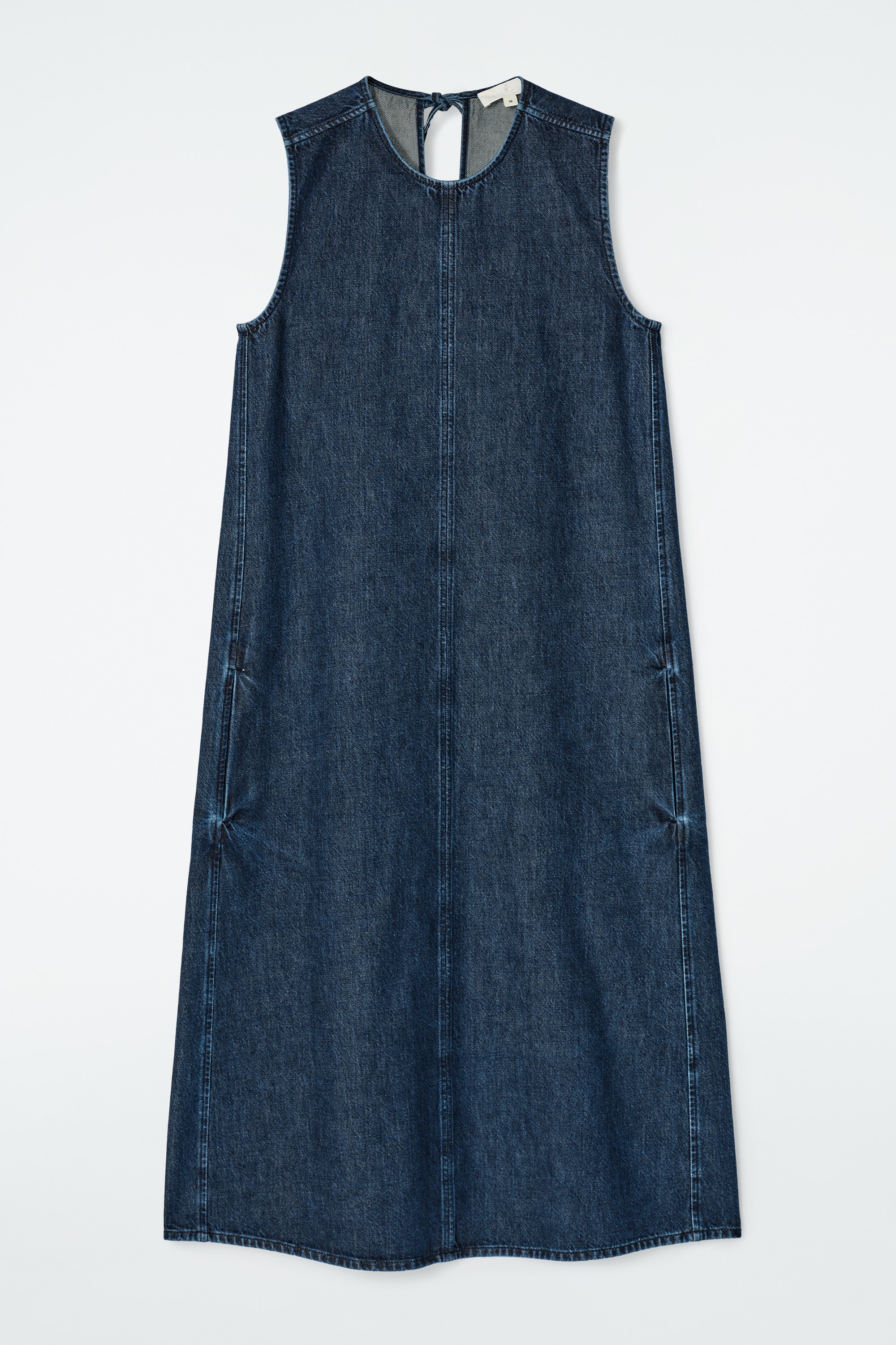 SLEEVELESS DENIM MIDI DRESS - BLUE