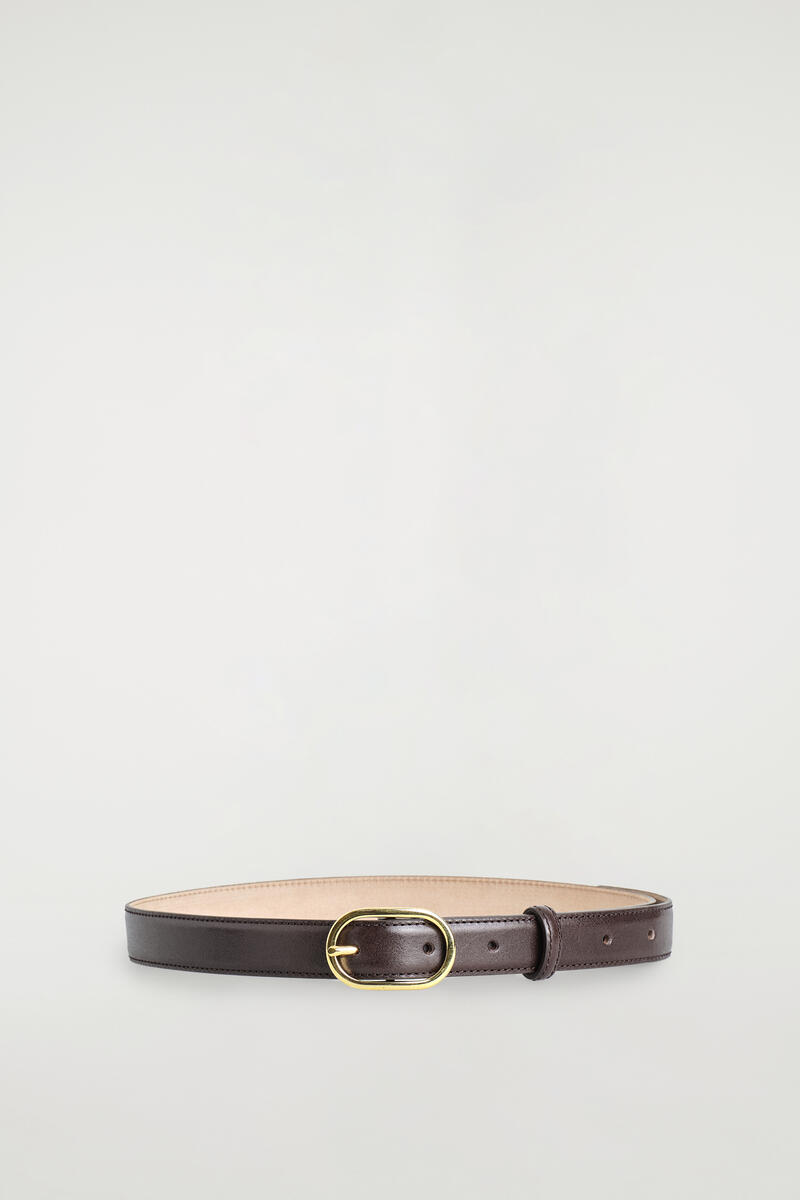 Oval-Buckle Leather Belt