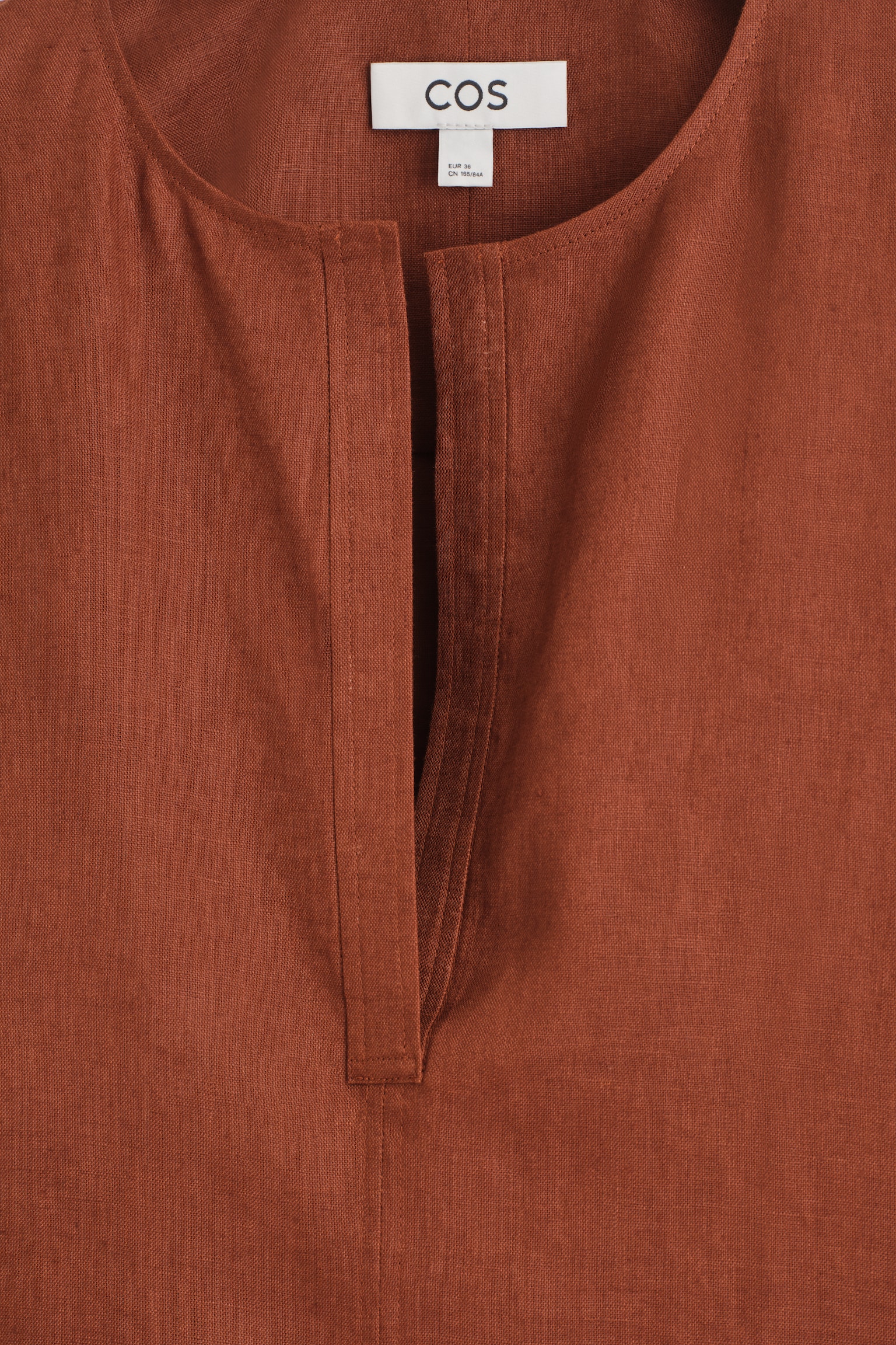 VOLUMINOUS LINEN BLOUSE - RUST RED/DARK BLUE - 6