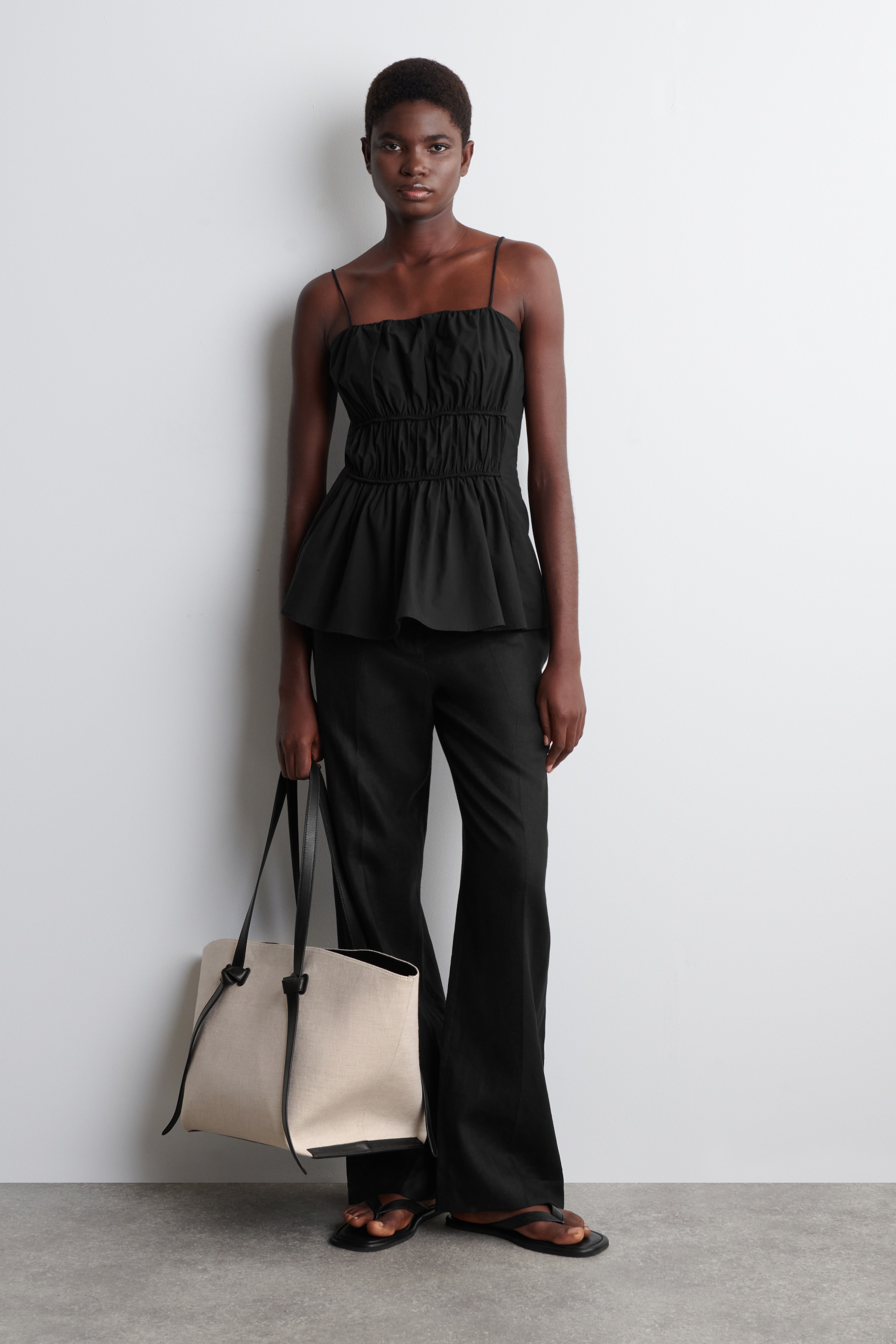 Vezi imaginea mai mare: BLUZĂ PEPLUM DIN BUMBAC CU EFECT ADUNAT - NEGRU - FEMEI | H&M RO 2