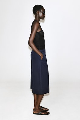 TAILORED COTTON-TWILL CULOTTES — NAVY 3