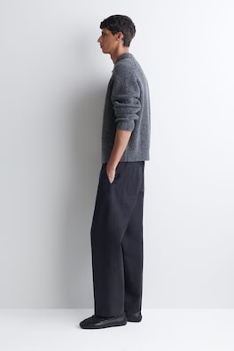 DONEGAL-EFFECT WOOL-COTTON POLO SWEATER — GRAY / COBALT 4