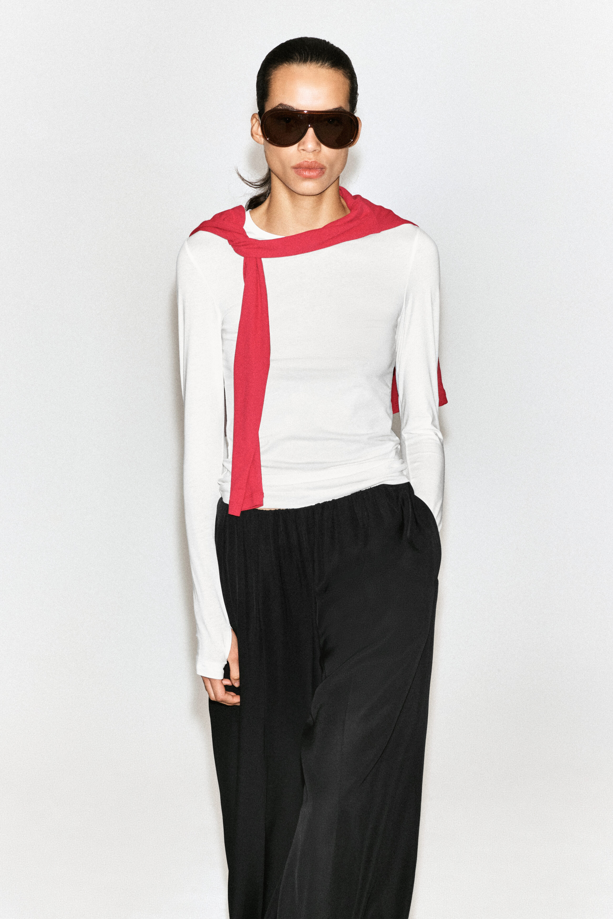 COTTON LONG-SLEEVED TOP - WHITE | COS US