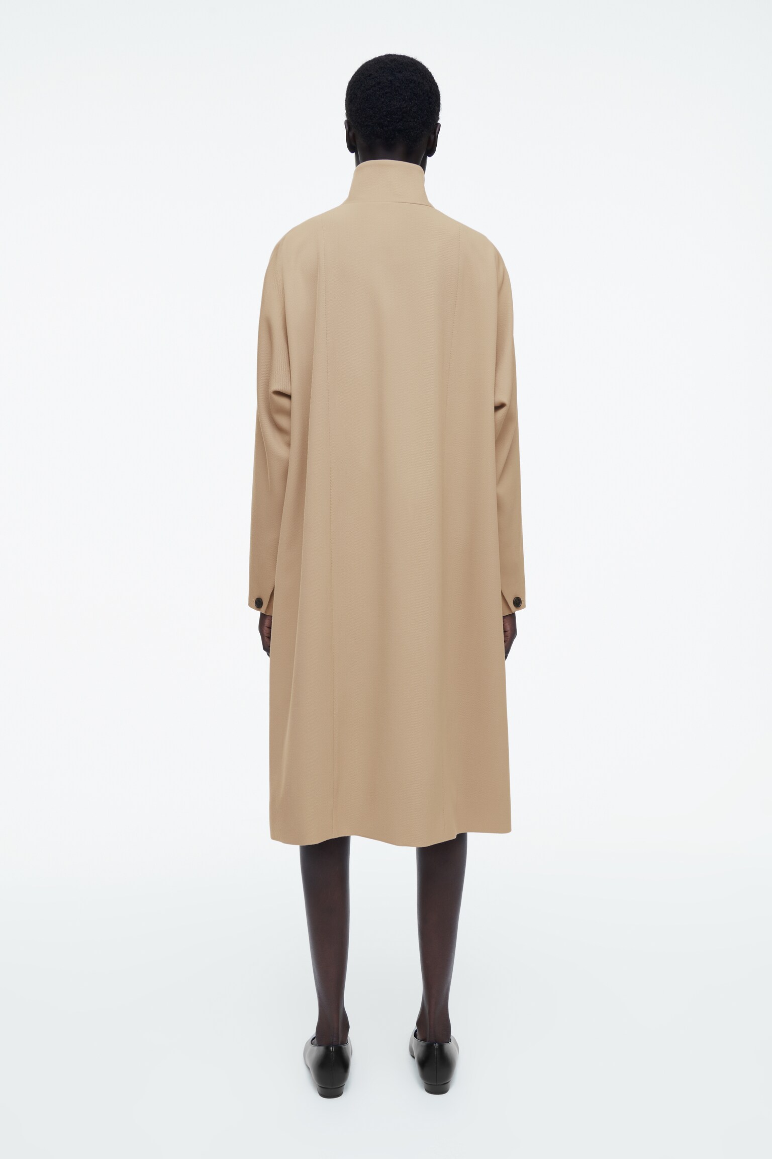 ABRIGO DE MEZCLA DE LANA TRAPEZOIDAL - BEIGE - 5