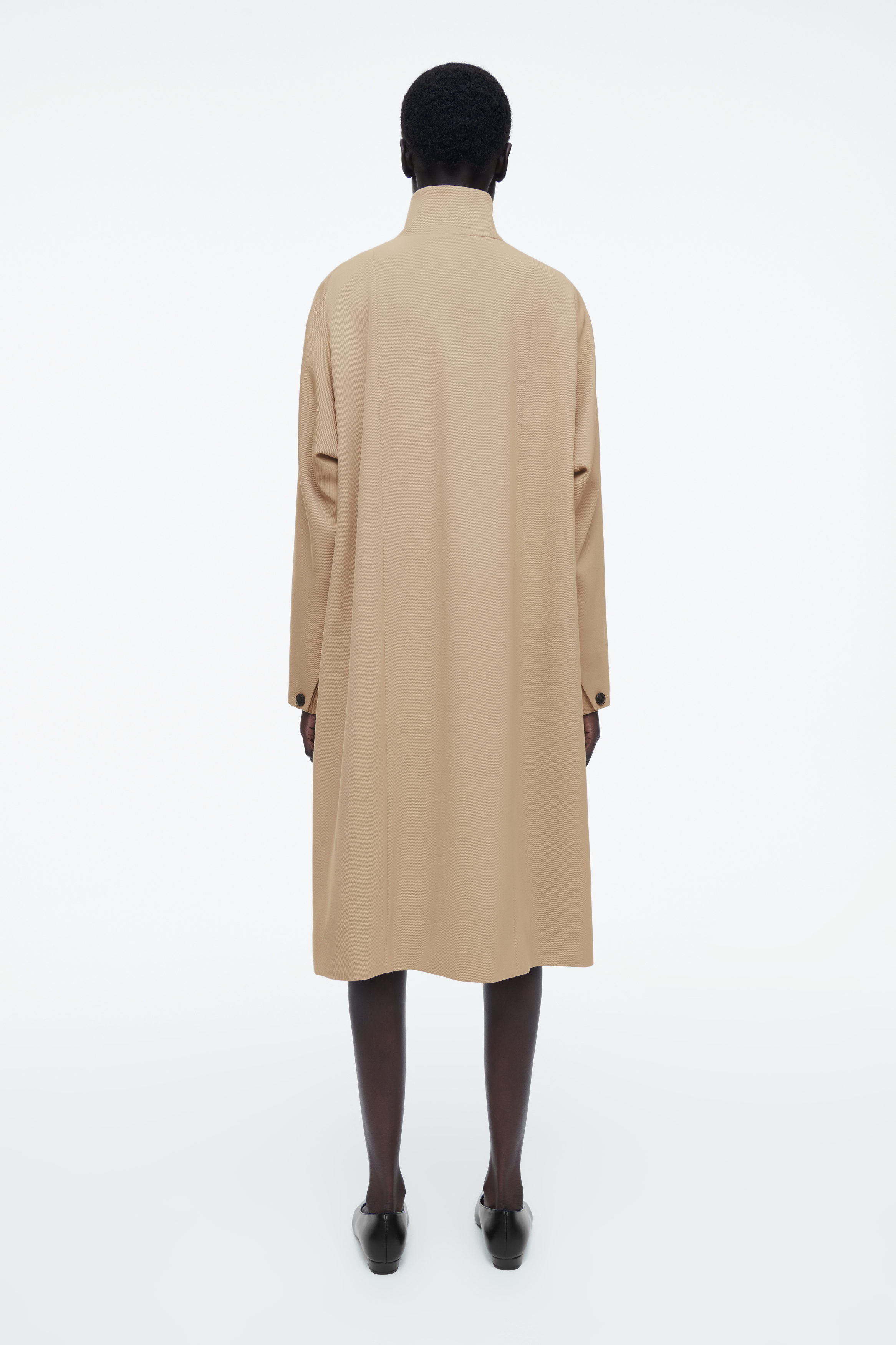 未使用　ella dot wool boa cape (ivory) TRAPEZE WOOL-BLEND COAT - BEIGE | COS