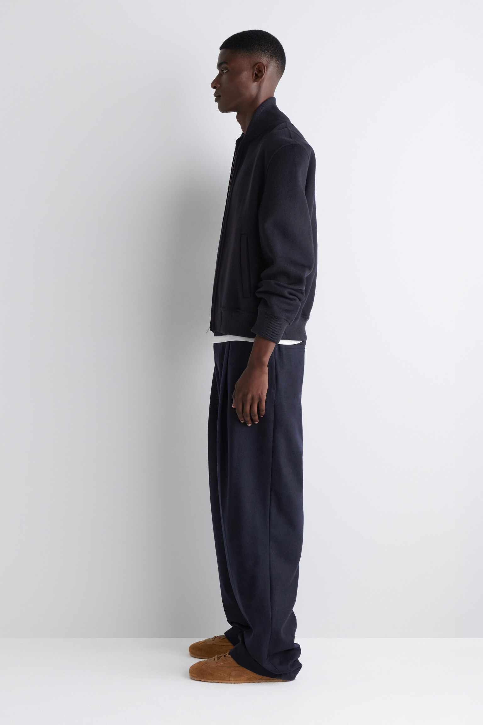 BLOUSON EN LAINE DOUBLE FACE - BLEU MARINE/GRIS FONCÉ - 5