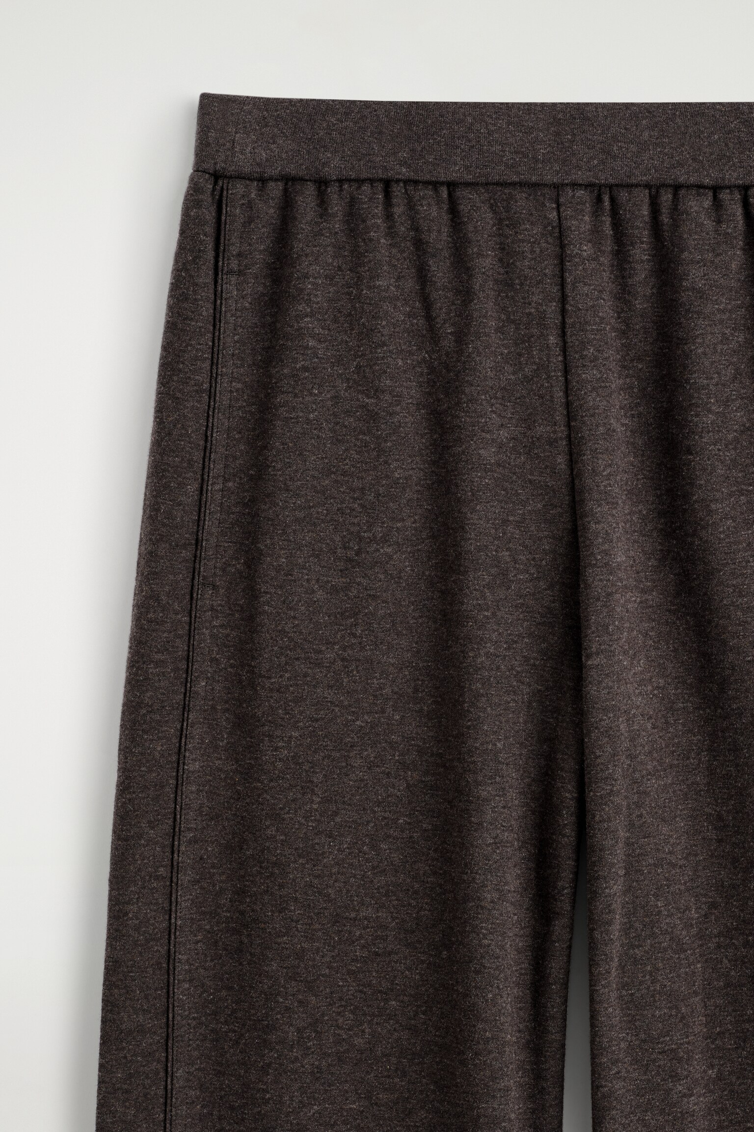 WIDE-LEG COTTON JOGGERS - DARK BROWN/GREY MÉLANGE - 6