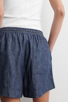 DRAWSTRING DENIM SHORTS — BLUE 4