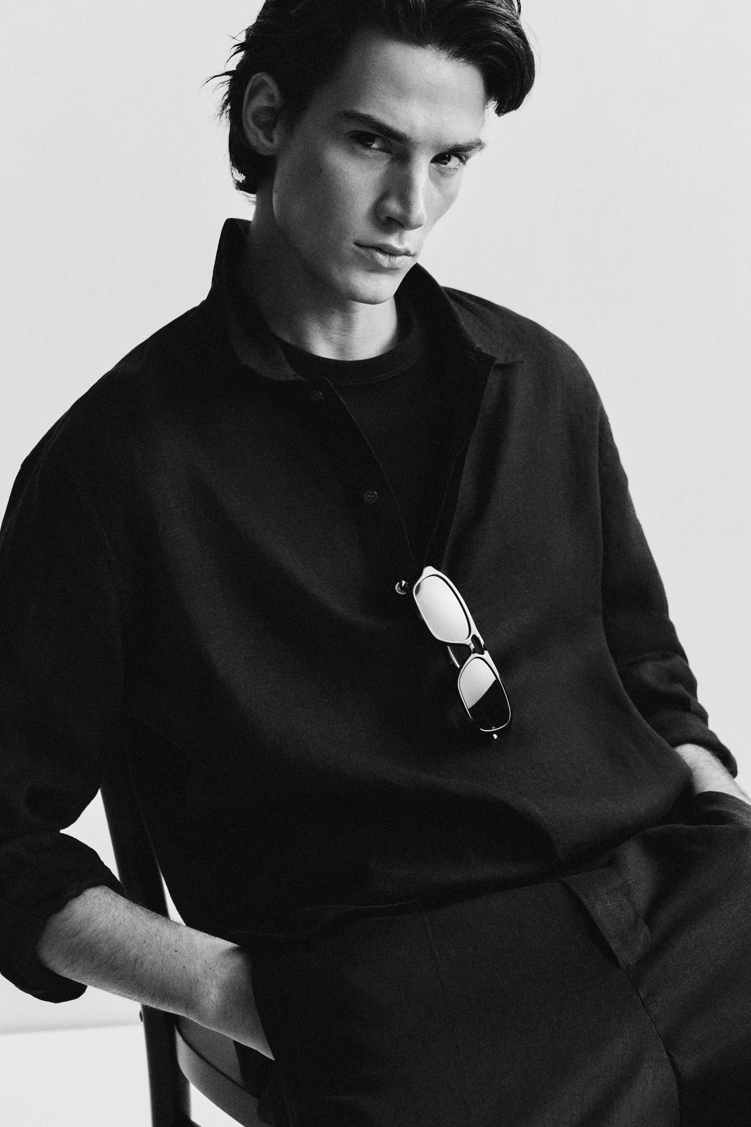 ЛЕНЕНА ПОПОВЪР РИЗА - ЧЕРНО/КАФЯВО - 4