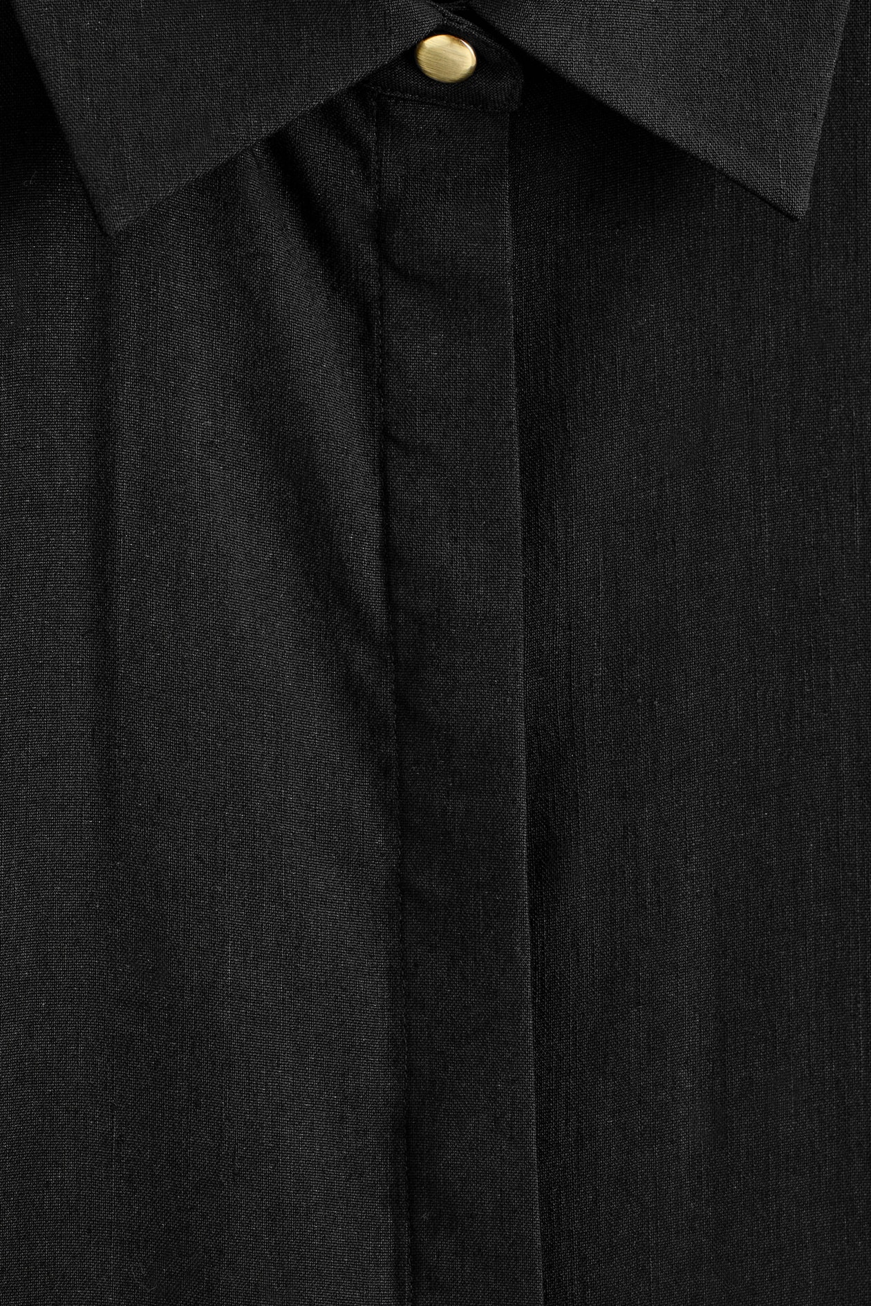 LONGLINE LINEN SHIRT — BLACK