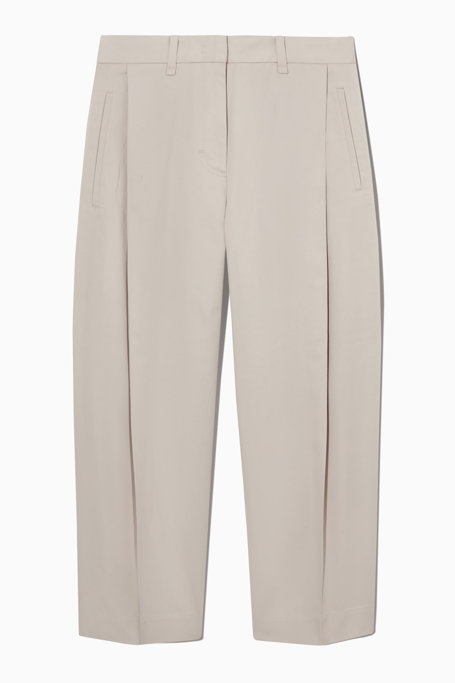 PLEATED BARREL-LEG CHINOS - GREY