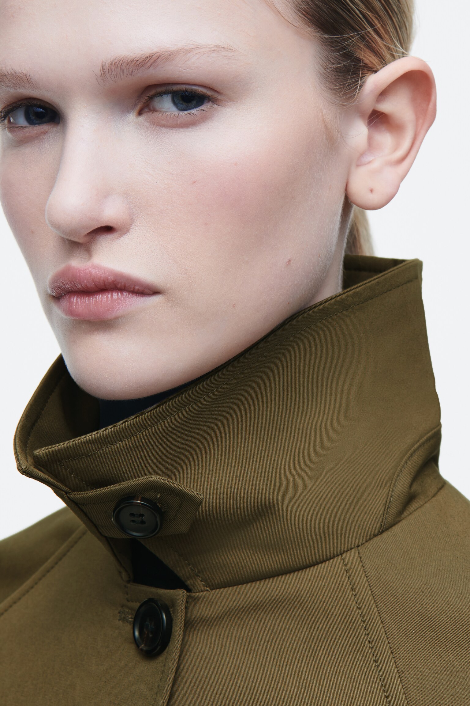 TWILL SHORT TRENCH COAT - KHAKI - 7