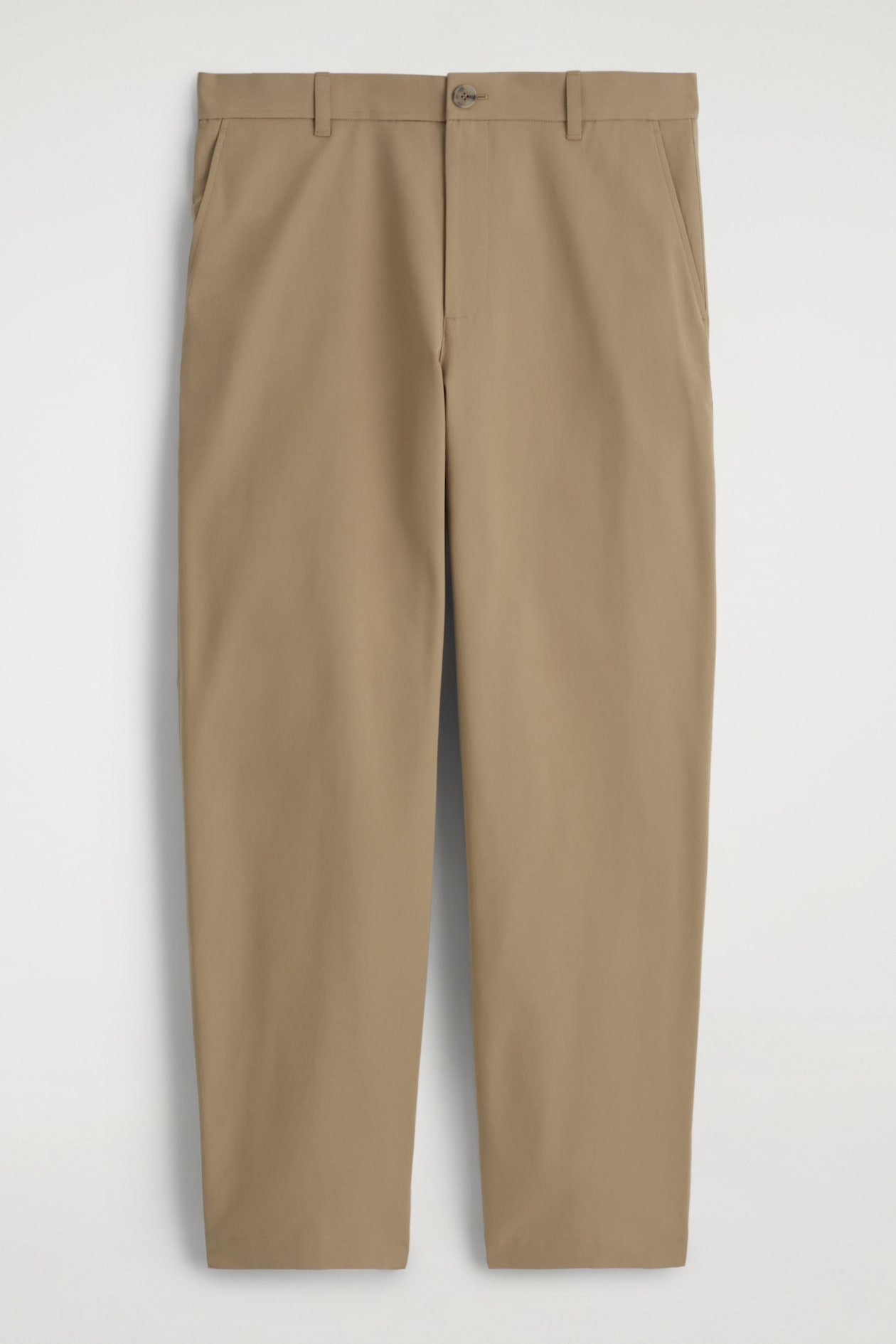 COTTON REGULAR-FIT STRAIGHT-LEG CHINOS — BEIGE