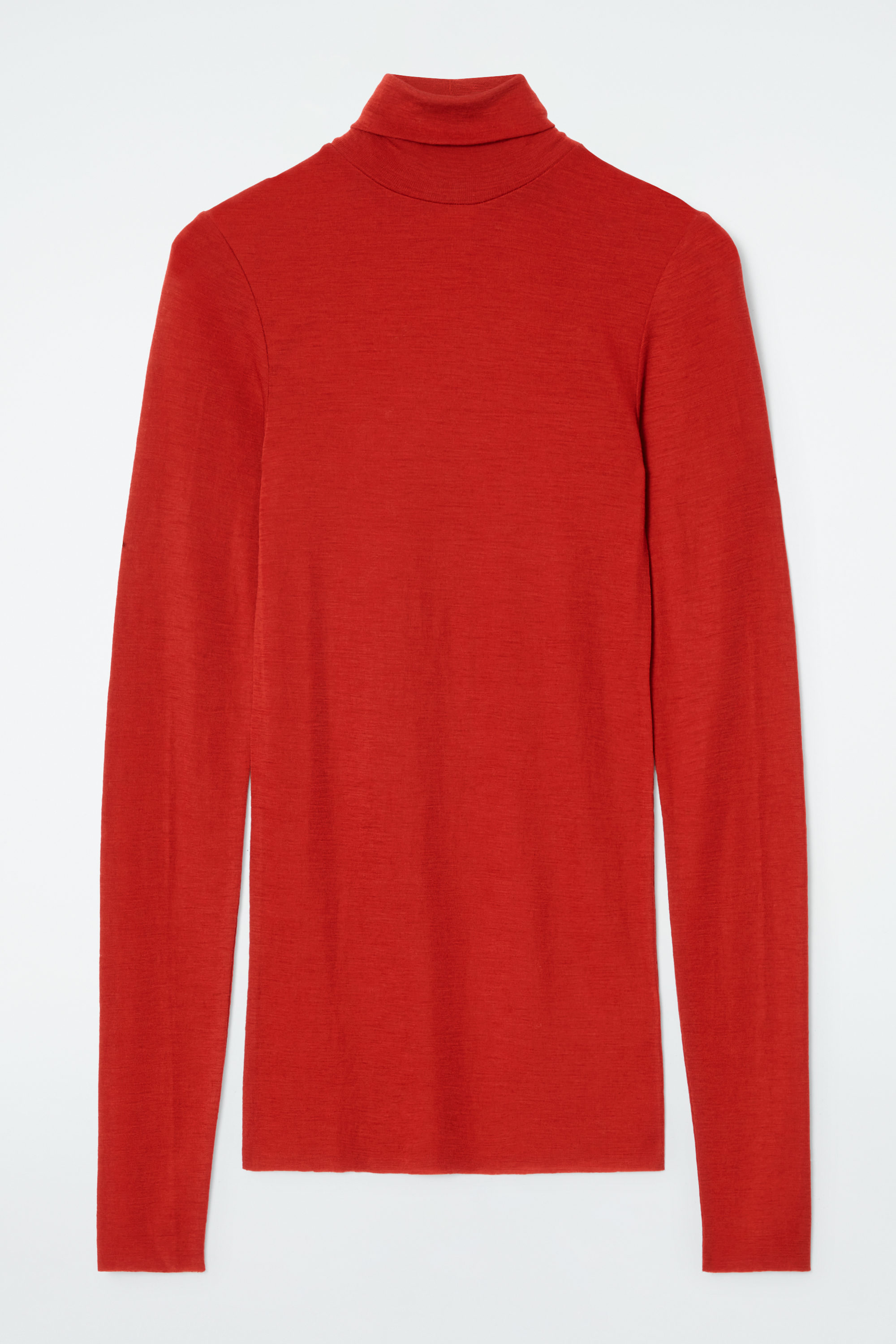 その他 TEN HIGH NECK WOOL RED L MERINO WOOL TURTLENECK TOP - RED | COS