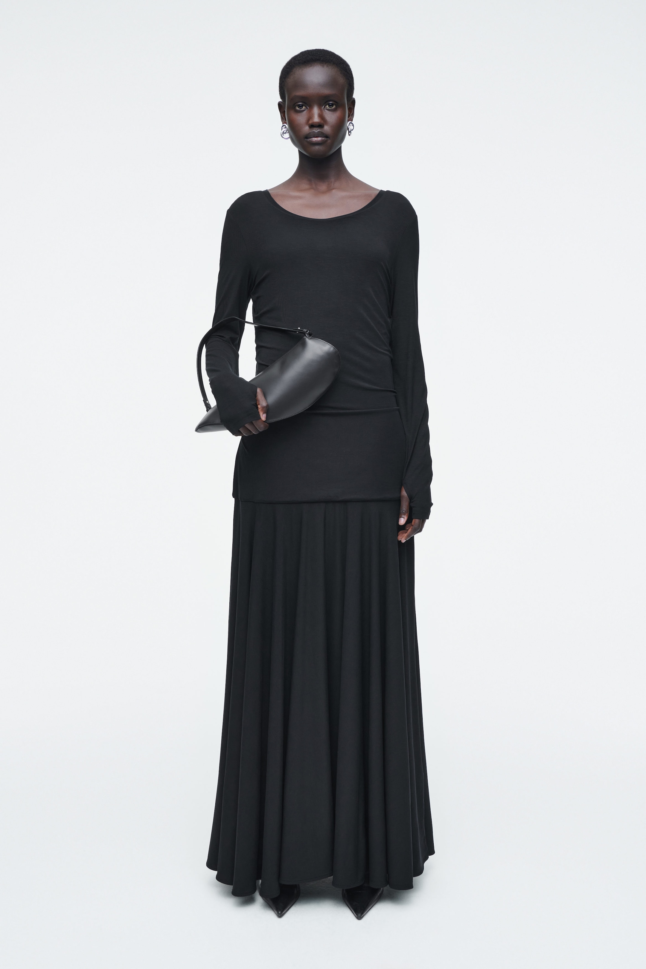 DROPPED-WAIST JERSEY MAXI DRESS