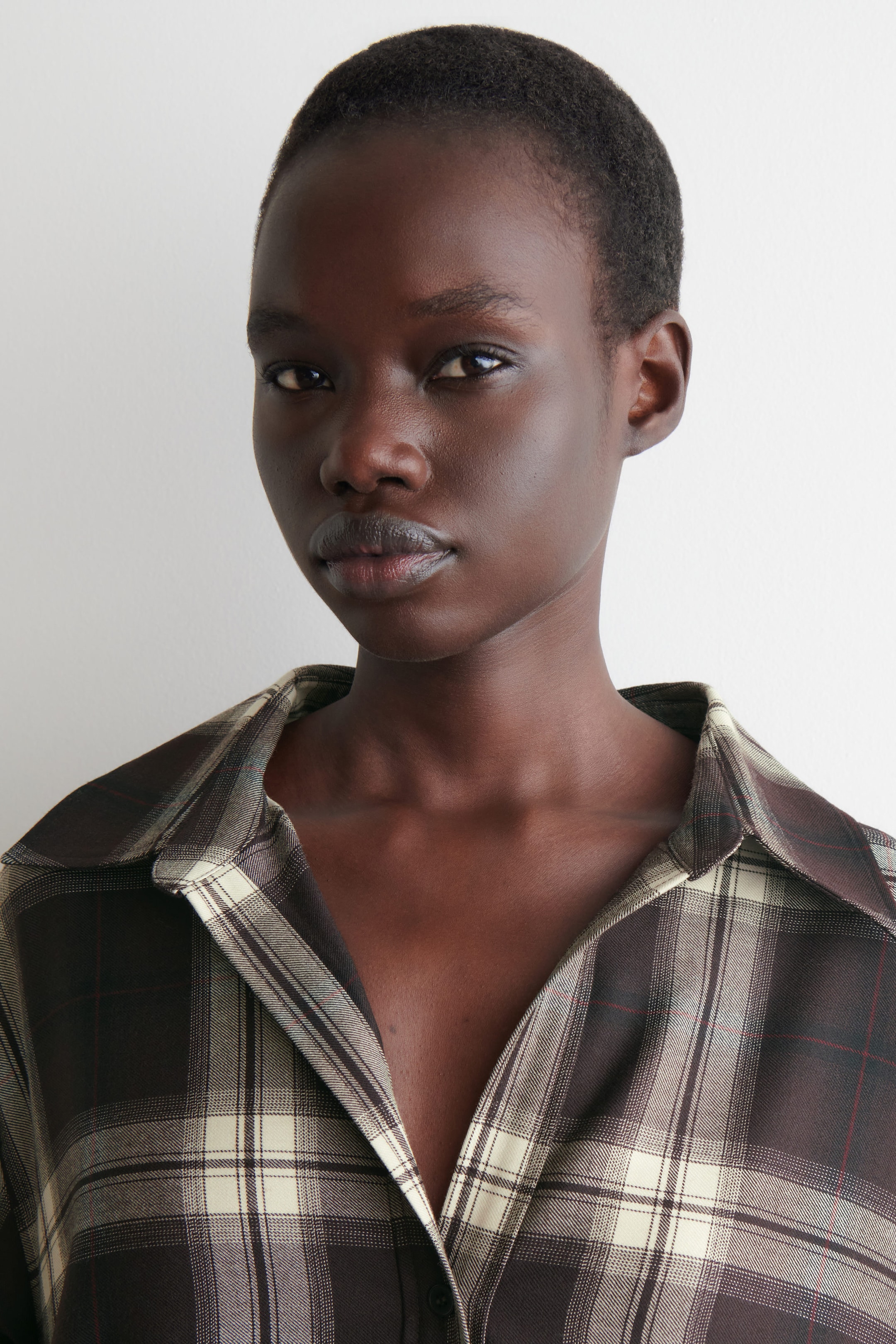 CHECKED OPEN-COLLAR SHIRT DRESS