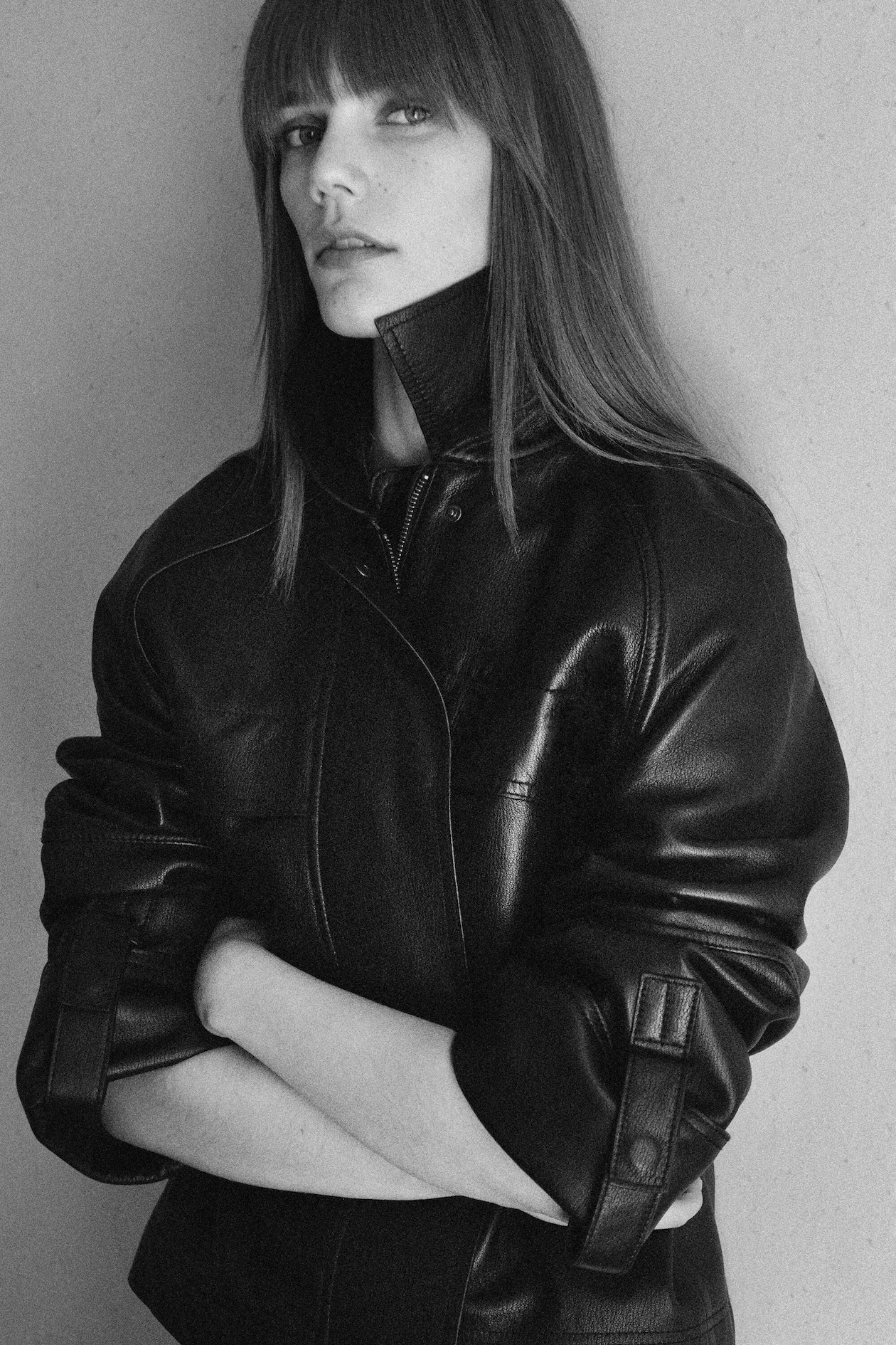 LEATHER WORKWEAR JACKET — BLACK