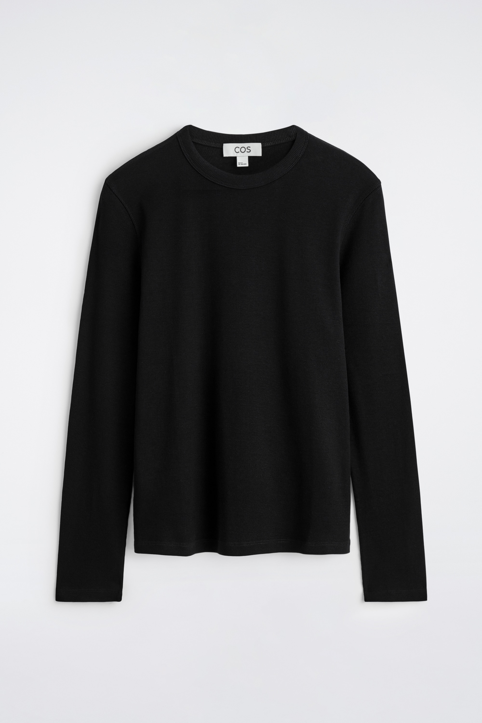 SLIM RIBBED COTTON LONG-SLEEVED T-SHIRT - BLACK/WHITE