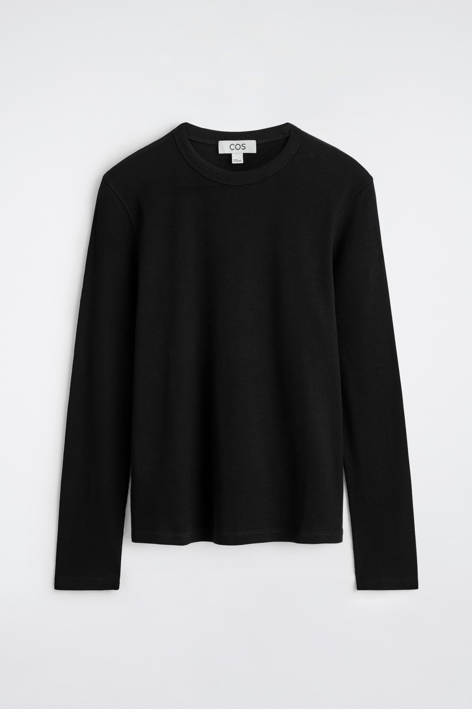 SLIM RIBBED COTTON LONG-SLEEVED T-SHIRT - BLACK/WHITE - 2