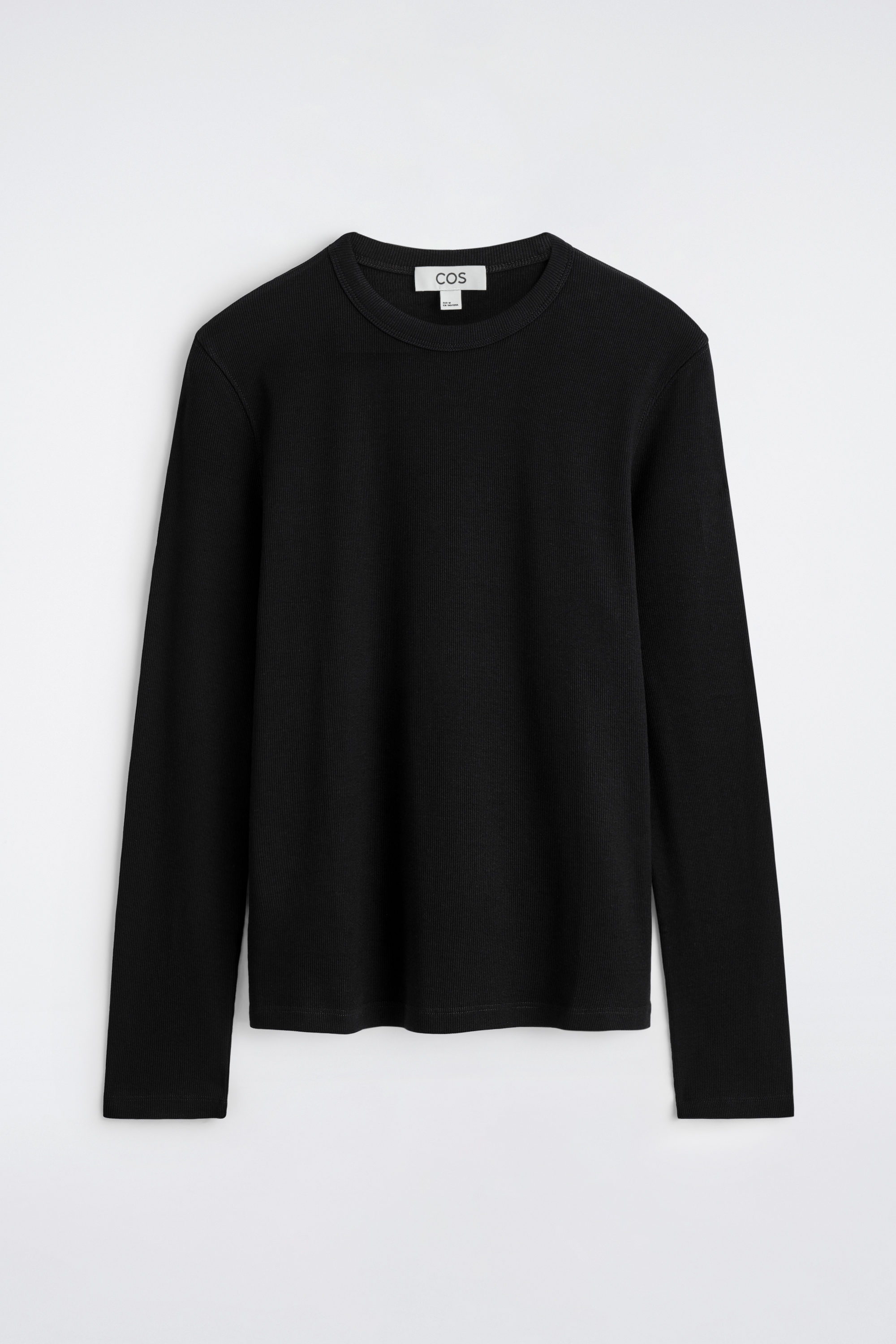 SLIM RIBBED COTTON LONG-SLEEVED T-SHIRT - BLACK | COS