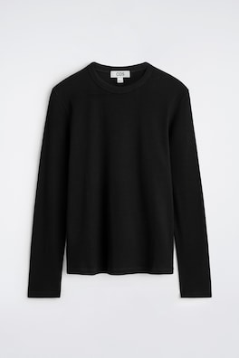 SLIM RIBBED COTTON LONG-SLEEVED T-SHIRT — BLACK 8