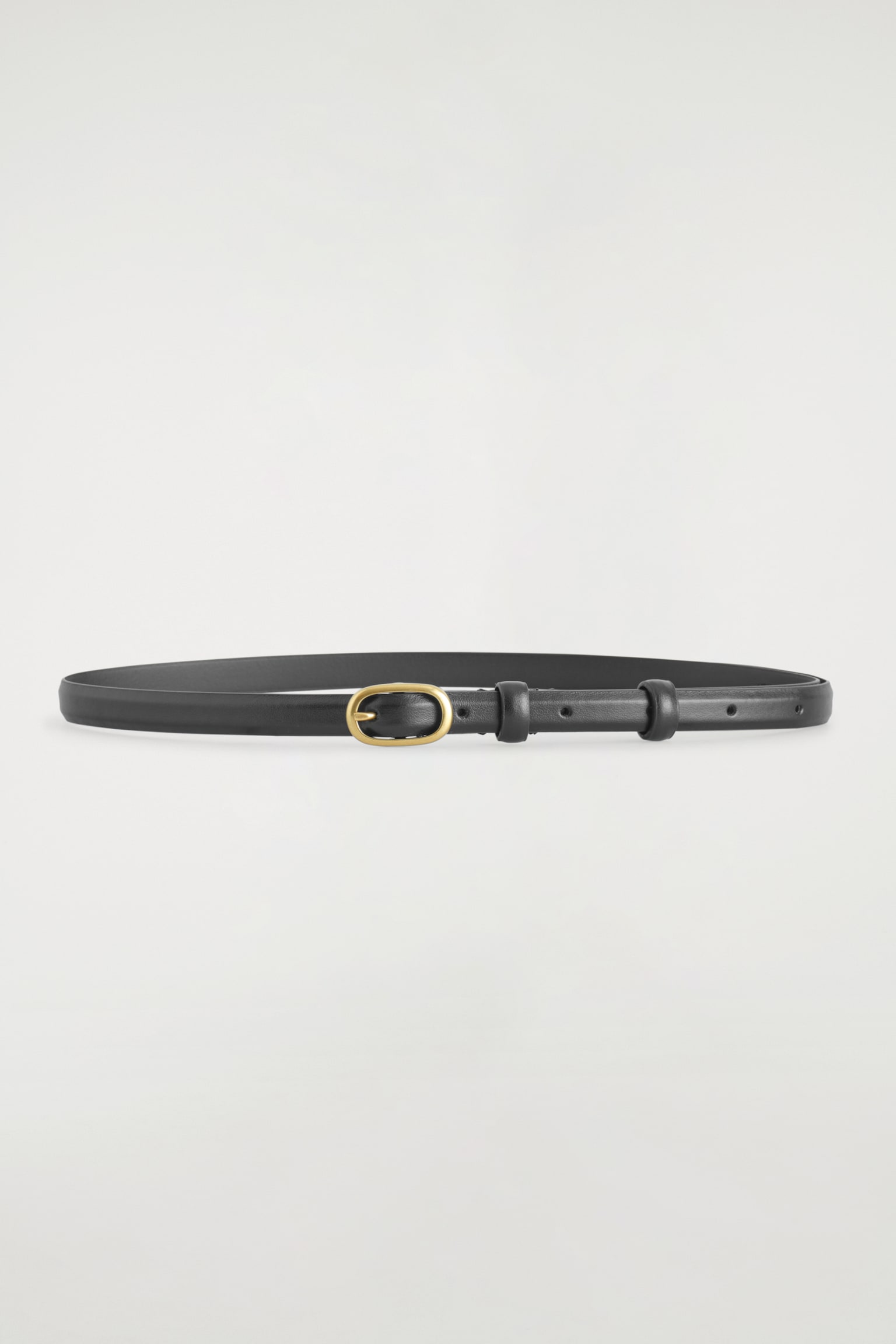 CEINTURE FINE EN CUIR À BOUCLE OVALE - NOIR - 2