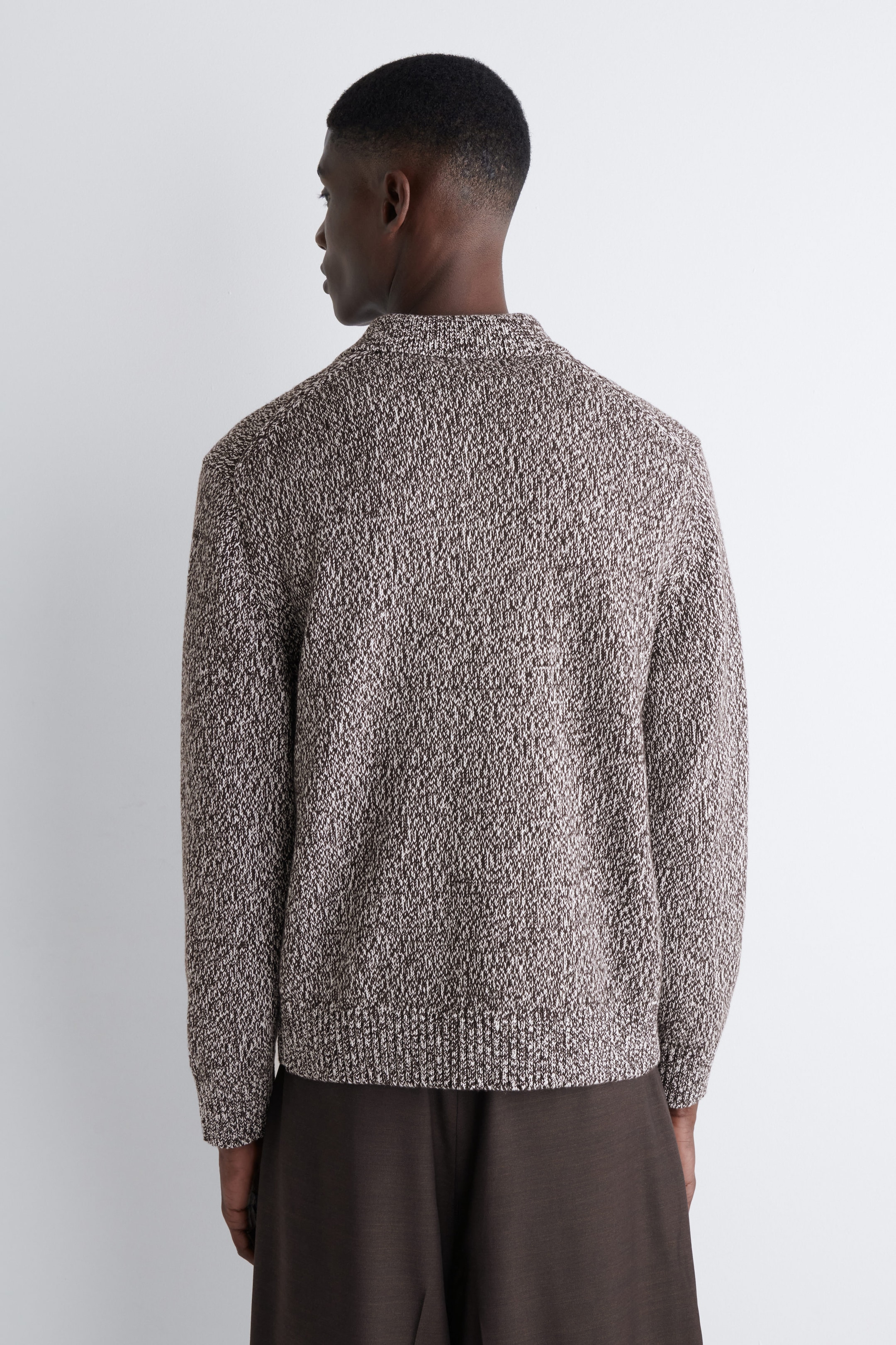 WOOL-BLEND HALF-ZIP POLO SWEATER