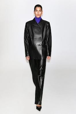 LEATHER DOUBLE-BREASTED BLAZER — BLACK 3