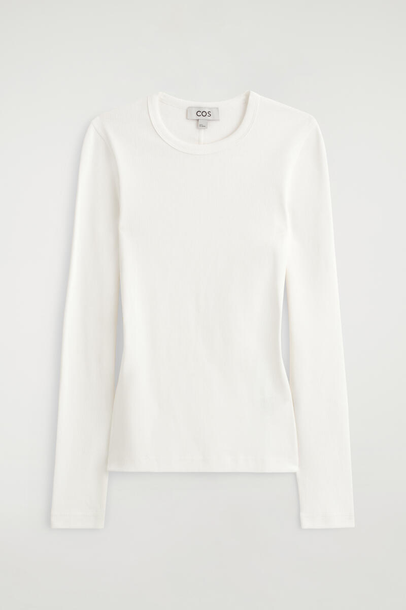 Slim Ribbed Cotton Long-Sleeved Top