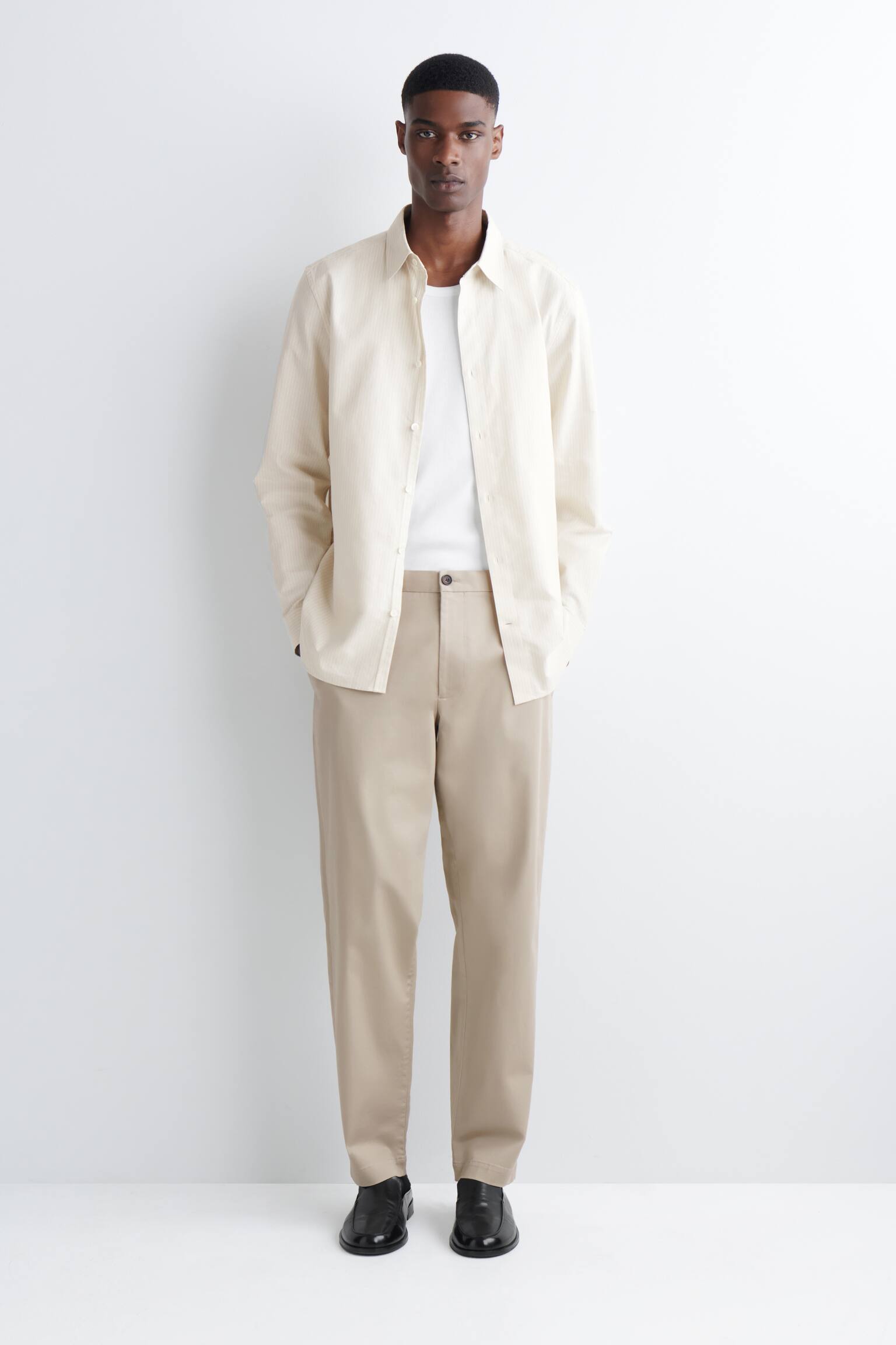 PANTALON CHINO SLIM DROIT EN COTON - BEIGE/BRUN - 1