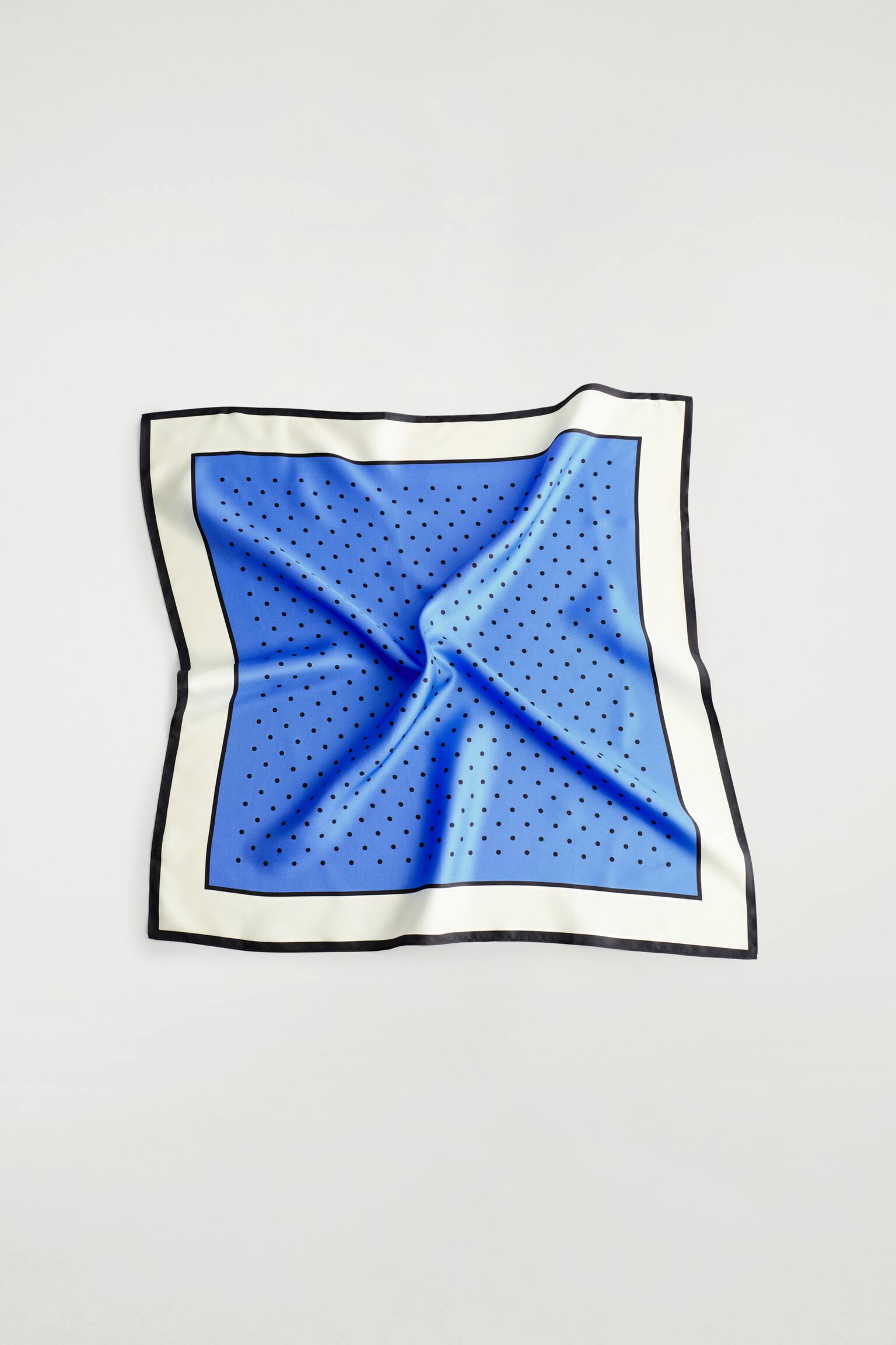 צעיף משי מנוקד - BLUE / CREAM / POLKA DOT - 2