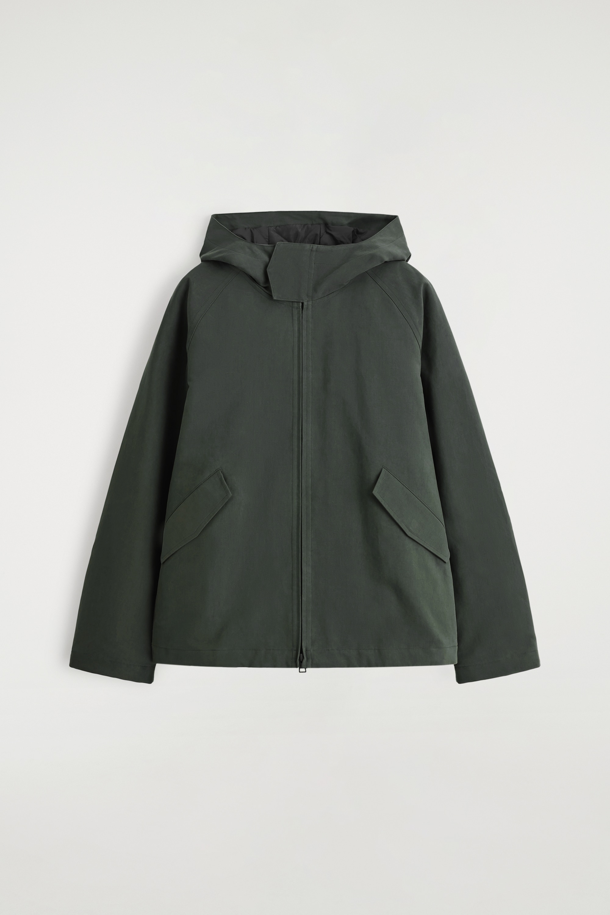 VESTE À CAPUCHE TECHNIQUE EN COTON - VERT FONCÉ/BRUN