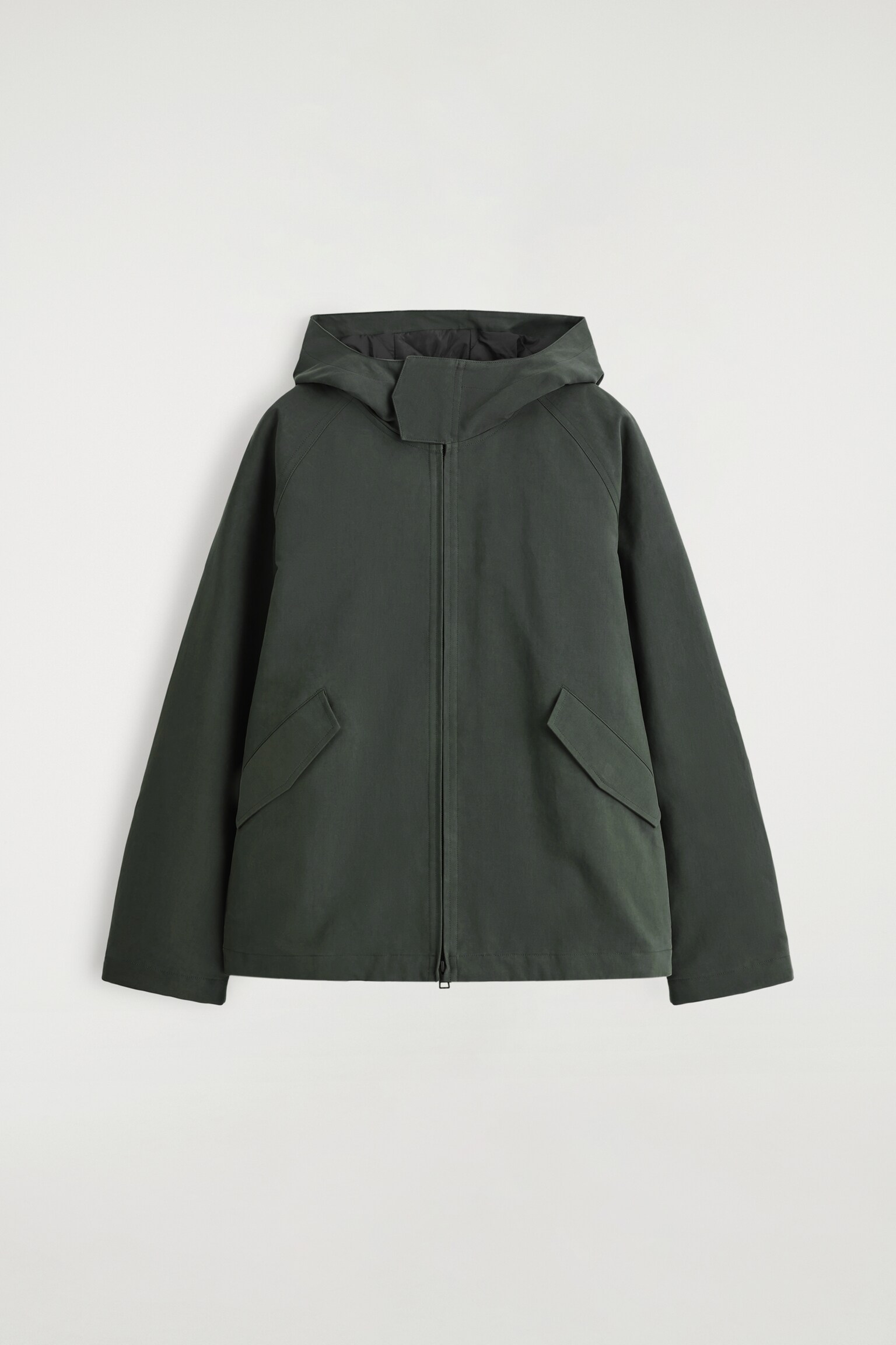 VESTE À CAPUCHE TECHNIQUE EN COTON - VERT FONCÉ/BRUN - 2