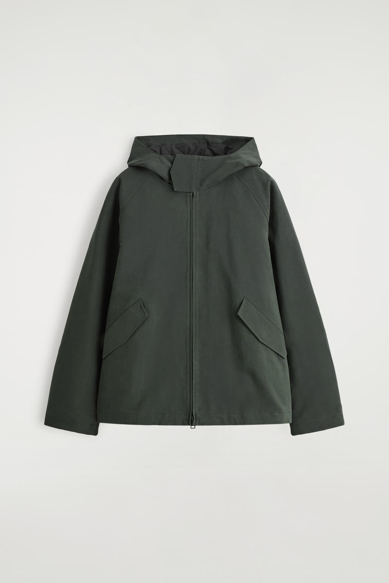 Cos Technical Cotton Hooded Jacket In Green