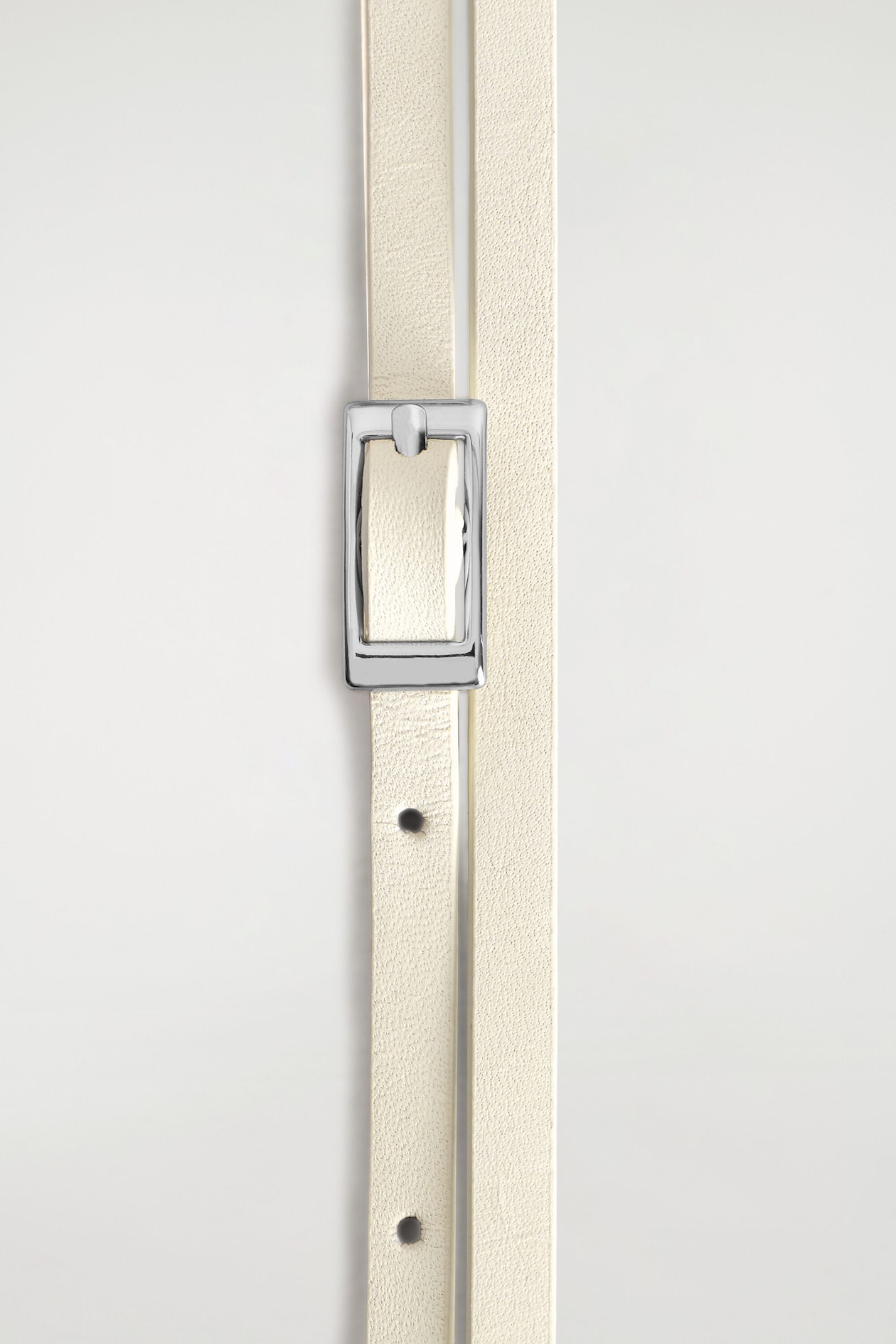 SKINNY DOUBLE-WRAP LEATHER BELT — WHITE