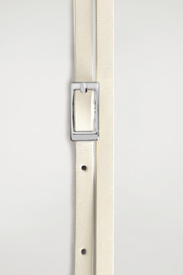SKINNY DOUBLE-WRAP LEATHER BELT — WHITE 1