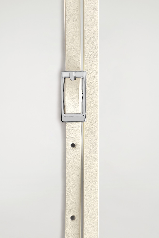 SKINNY DOUBLE-WRAP LEATHER BELT — WHITE