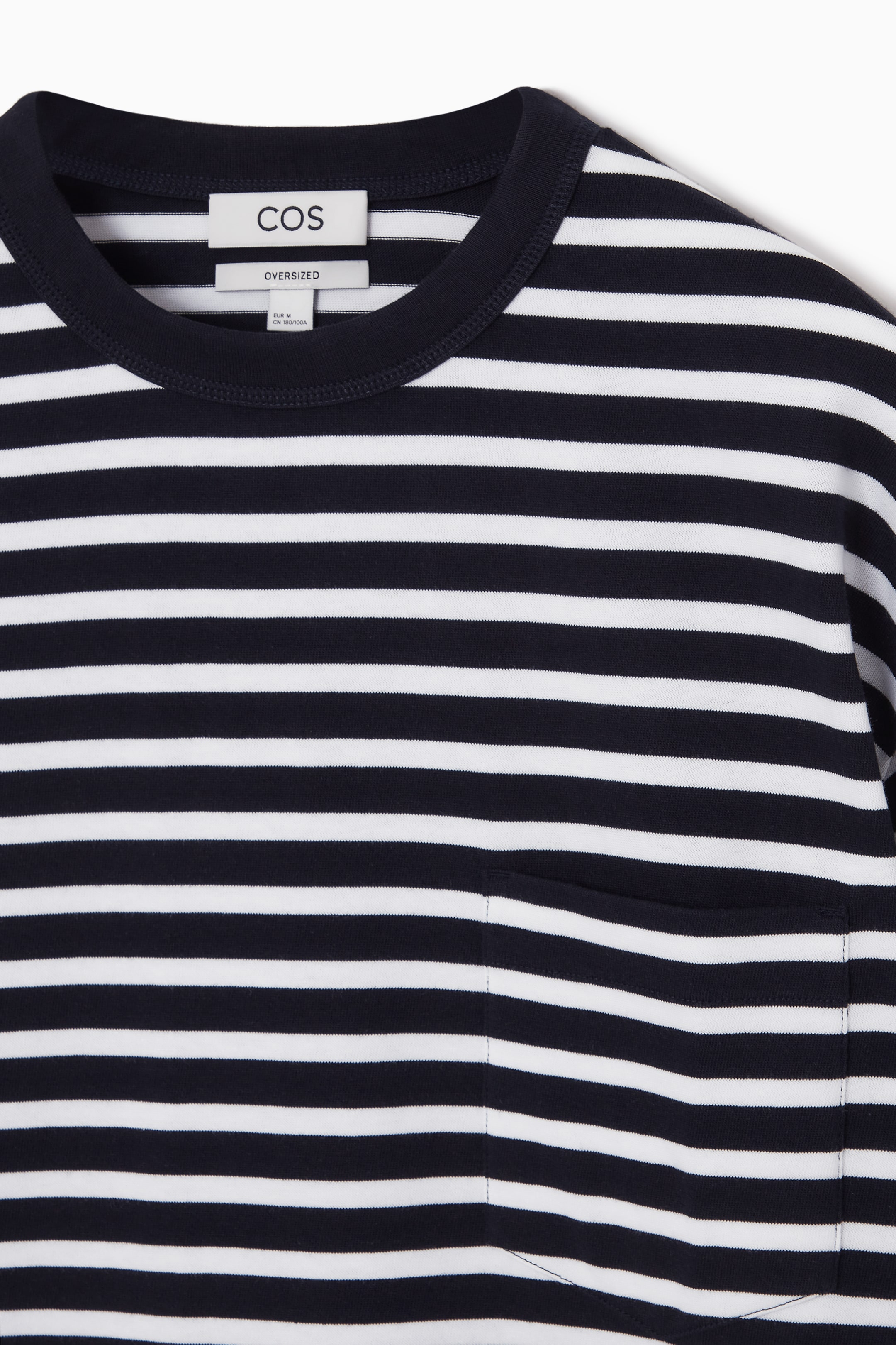 Se større billede: STRIBET HEAVY DUTY T-SHIRT I BOMULD – OVERSIZED - MARINEBLÅ / HVID / STRIBET - HERRE | H&M DK 2