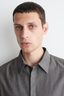 COTTON-CHAMBRAY SHIRT — GRAY MÉLANGE 5