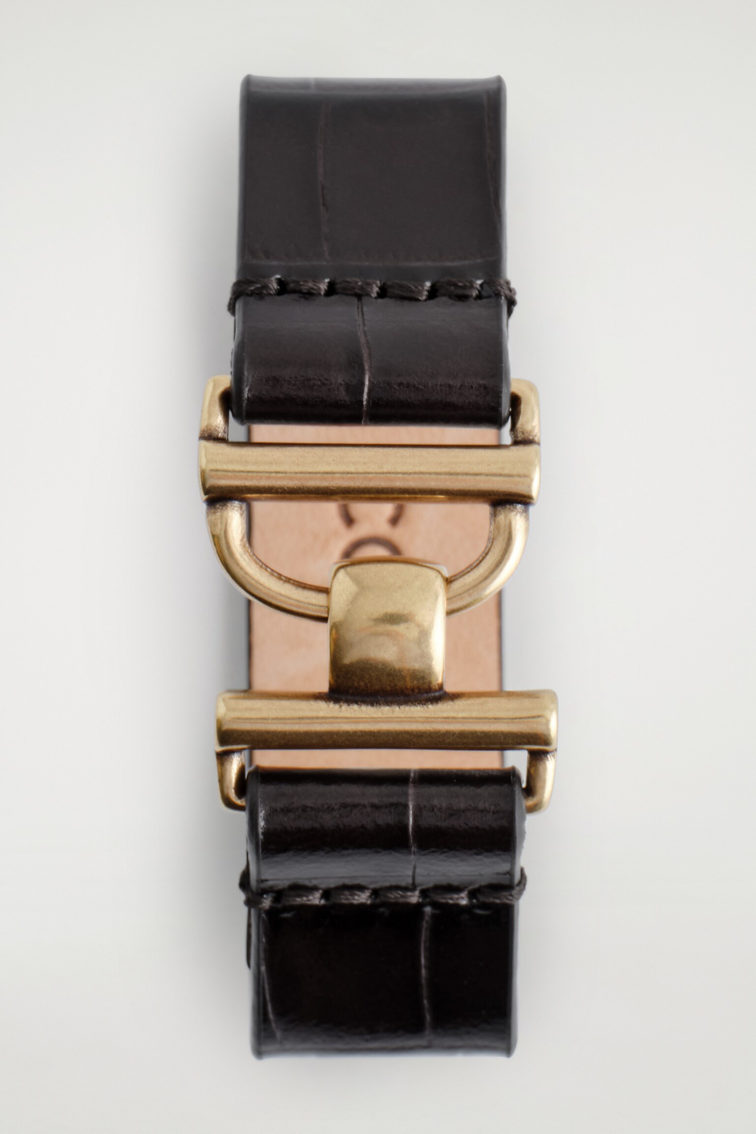 PULSERA DE PIEL EFECTO COCODRILO - MARRÓN - 3
